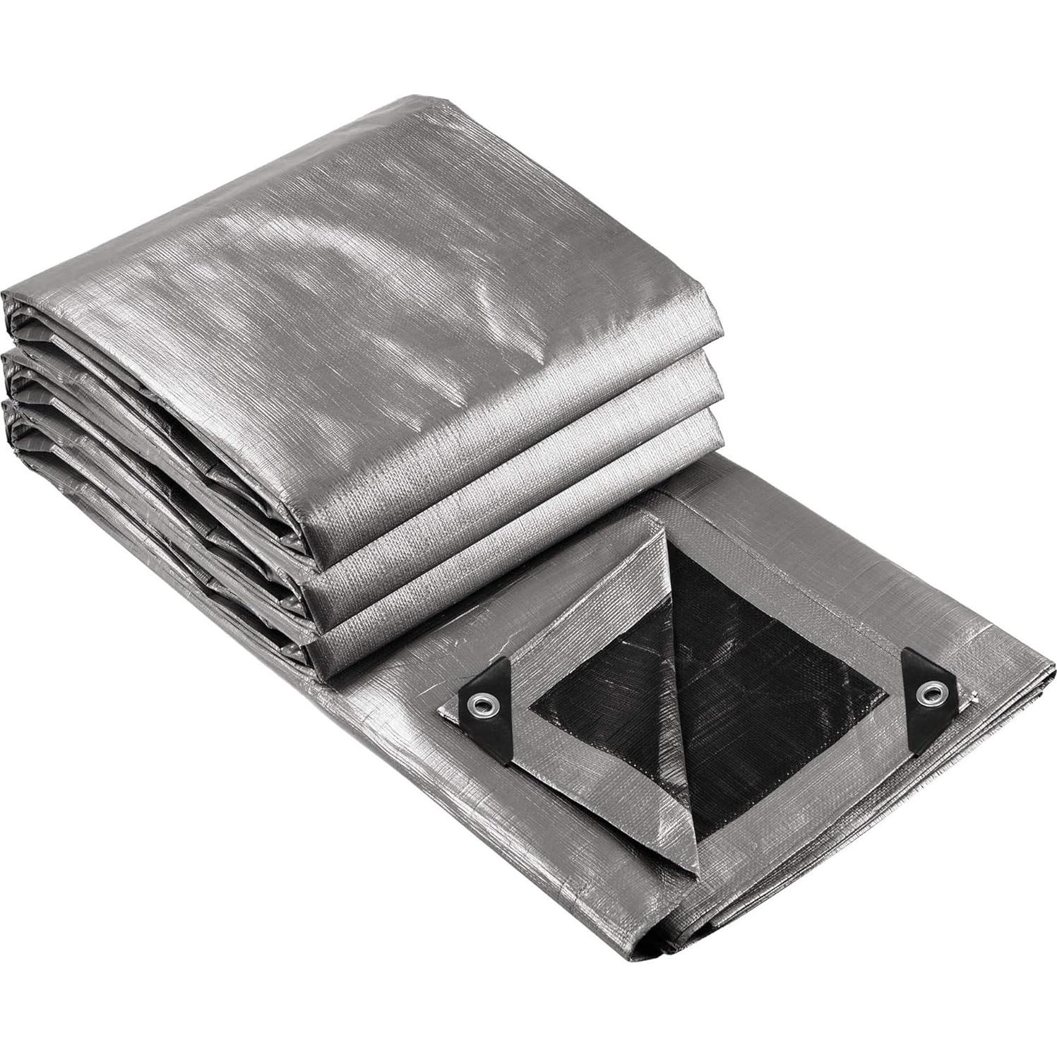 Lona Reforzada Impermeable Yescom 12x16ft 14 Mil Plata Negra