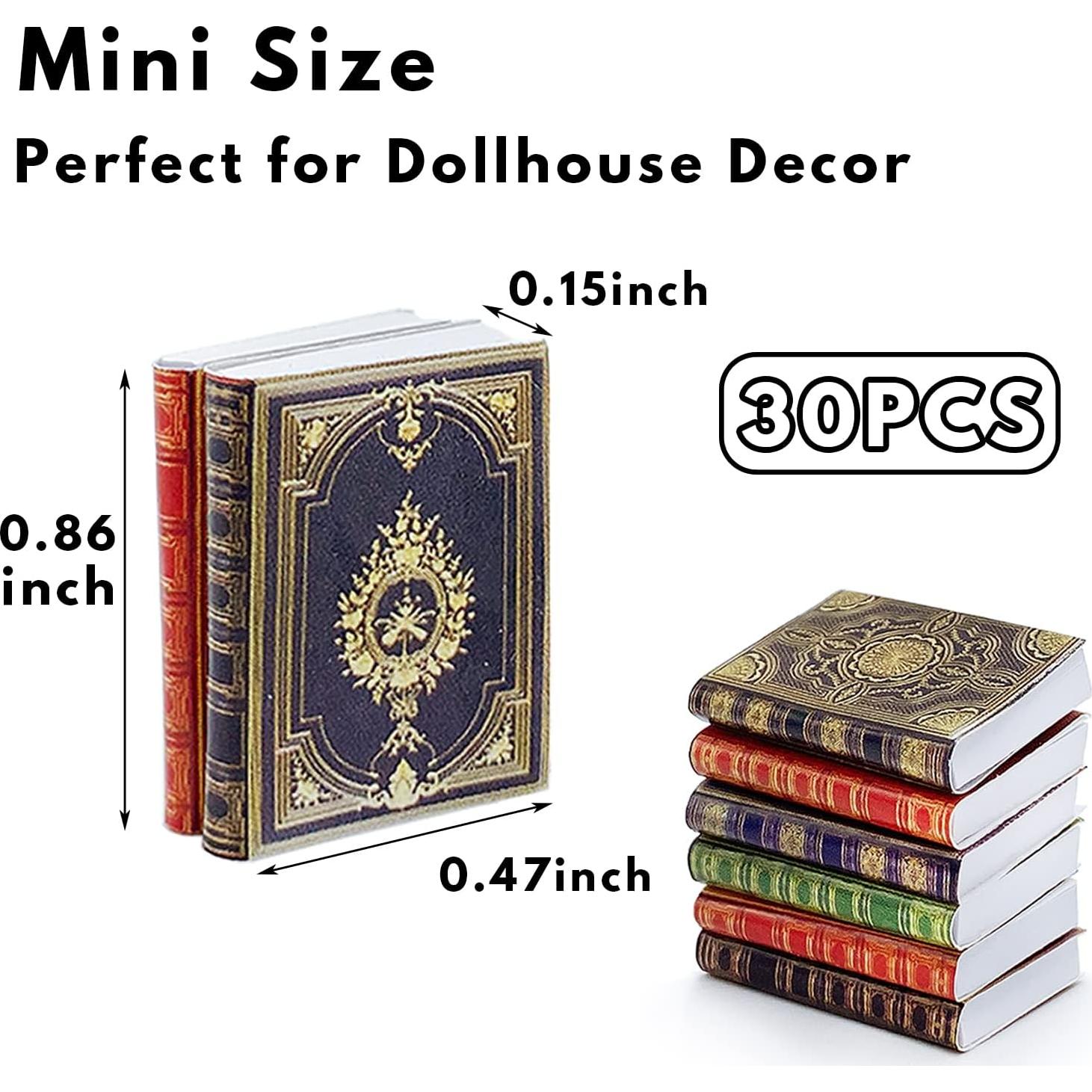 Paquete de 30 libros en miniatura Baaxxango para casas de muñecas