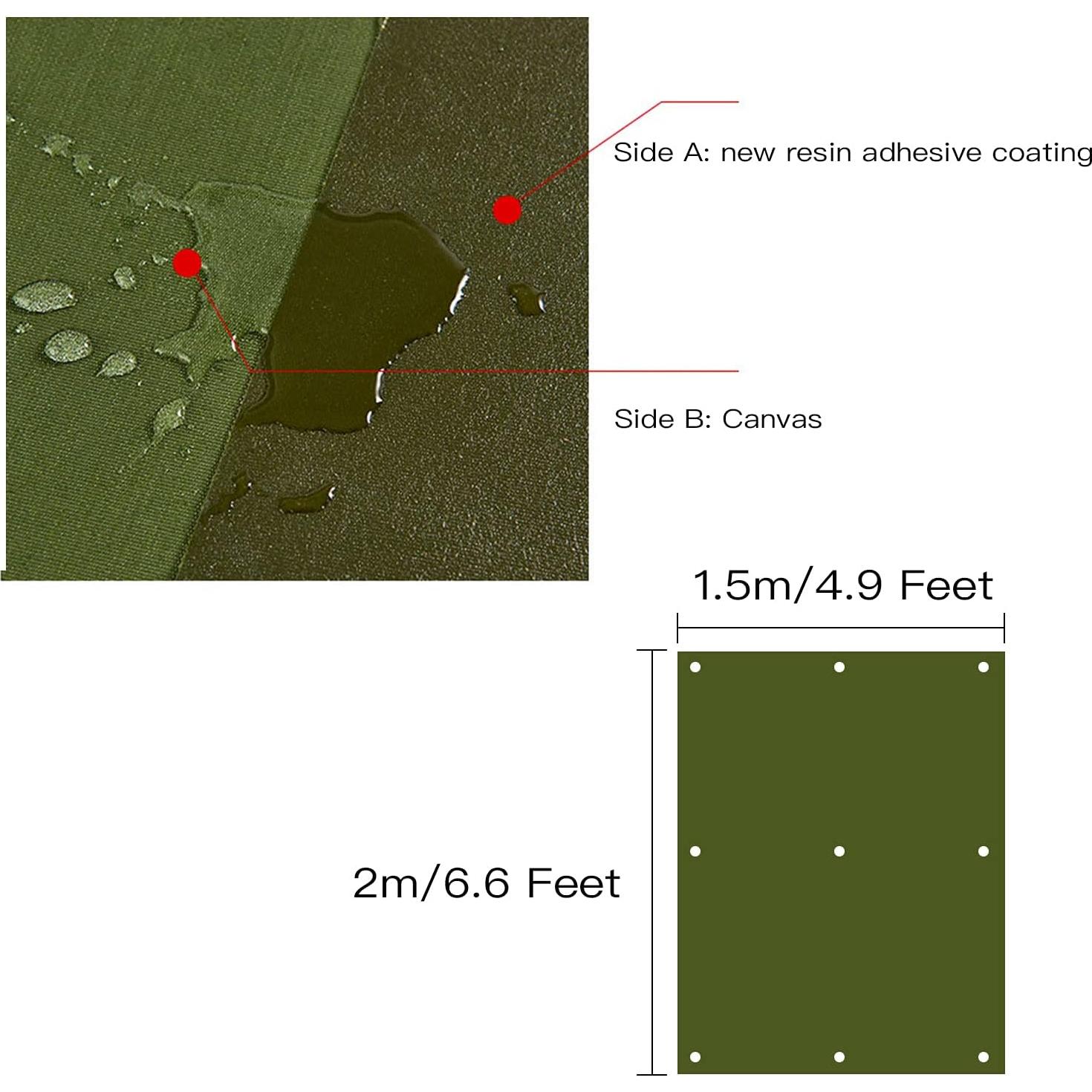 Lona de Lienzo Impermeable Rocutus 2.01x1.49m Verde UV