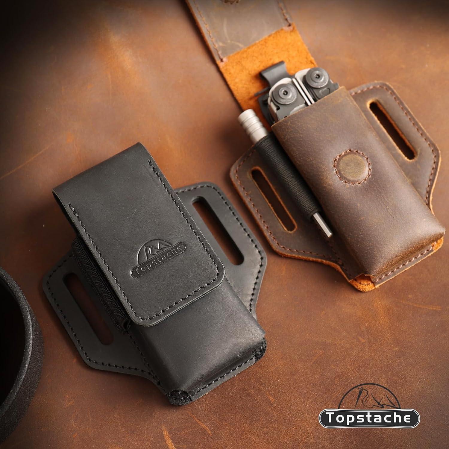 Funda de Multiherramienta de Cuero Topstache para Cinturón - Negro