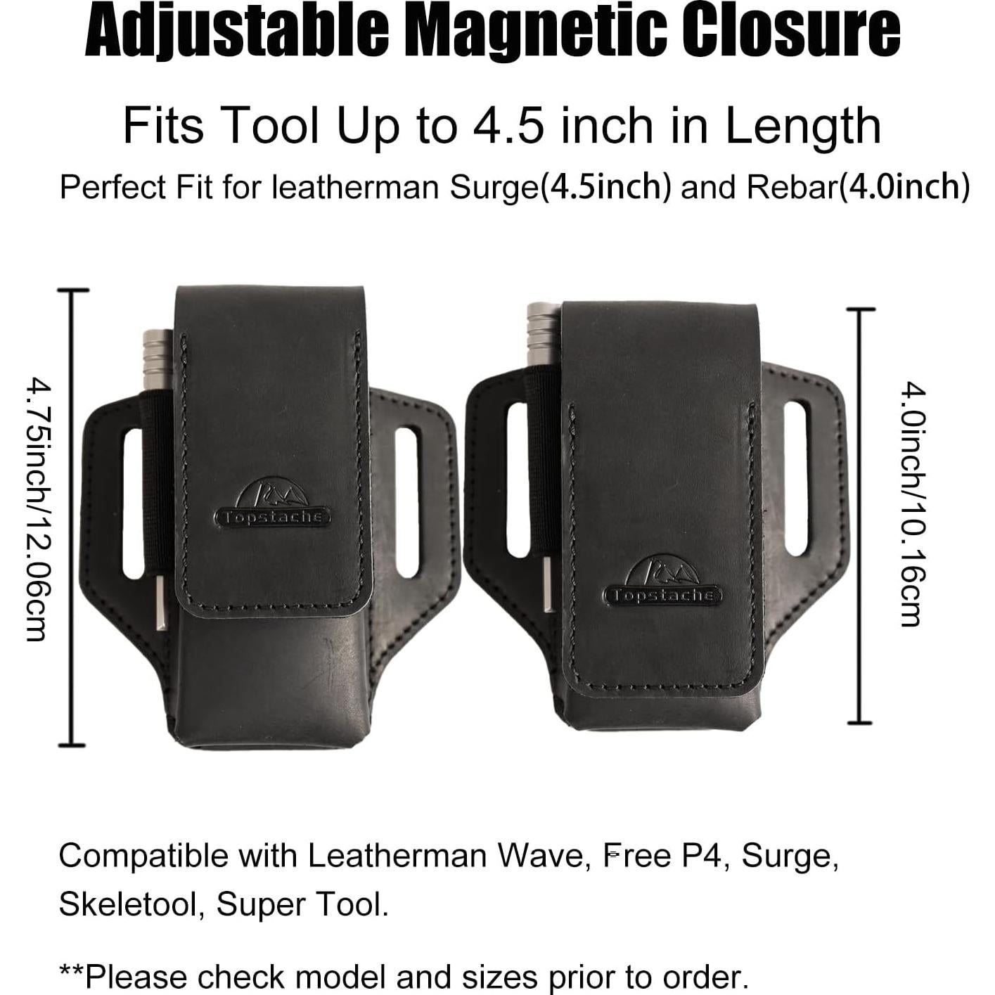 Funda de Multiherramienta de Cuero Topstache para Cinturón - Negro