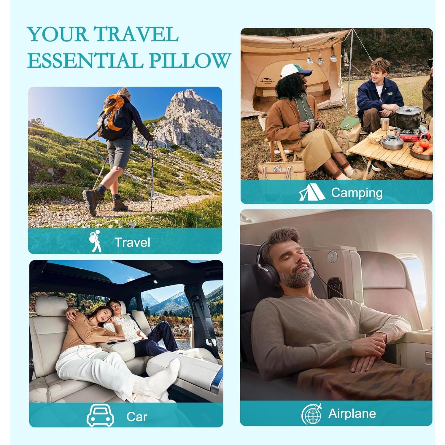 Almohada de Viaje TU LUNA Espuma Viscoelástica 30x50 cm Azul