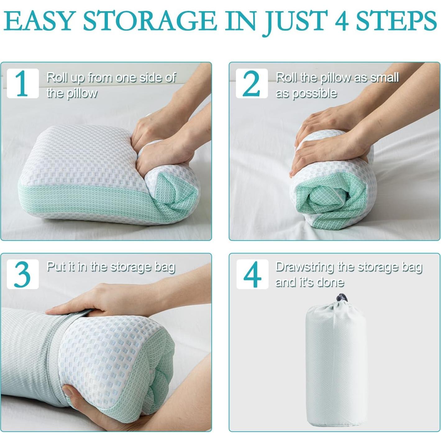 Almohada de Viaje TU LUNA Espuma Viscoelástica 30x50 cm Azul