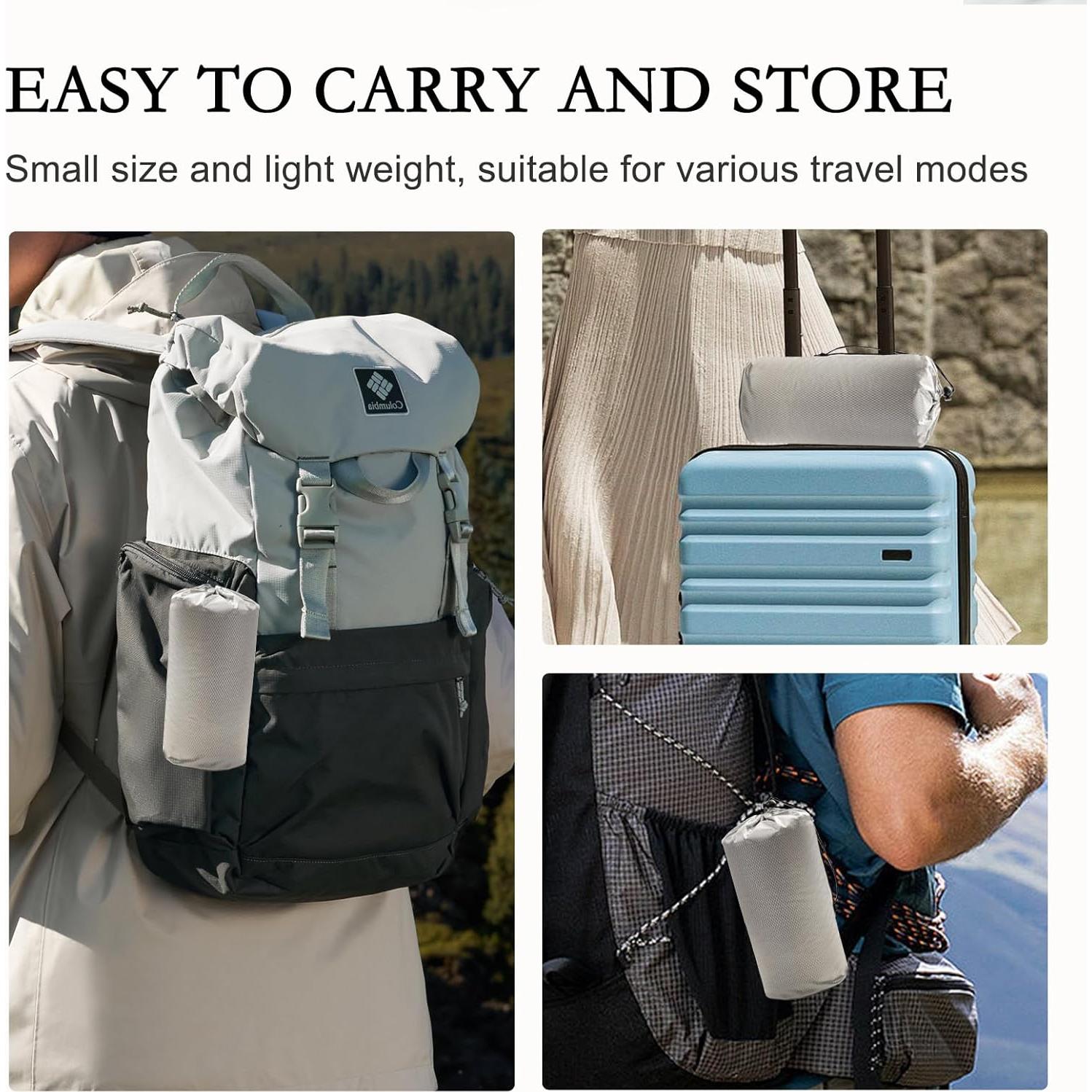 Almohada de Viaje YOUR MOON Espuma Memoria Portátil Gris Claro