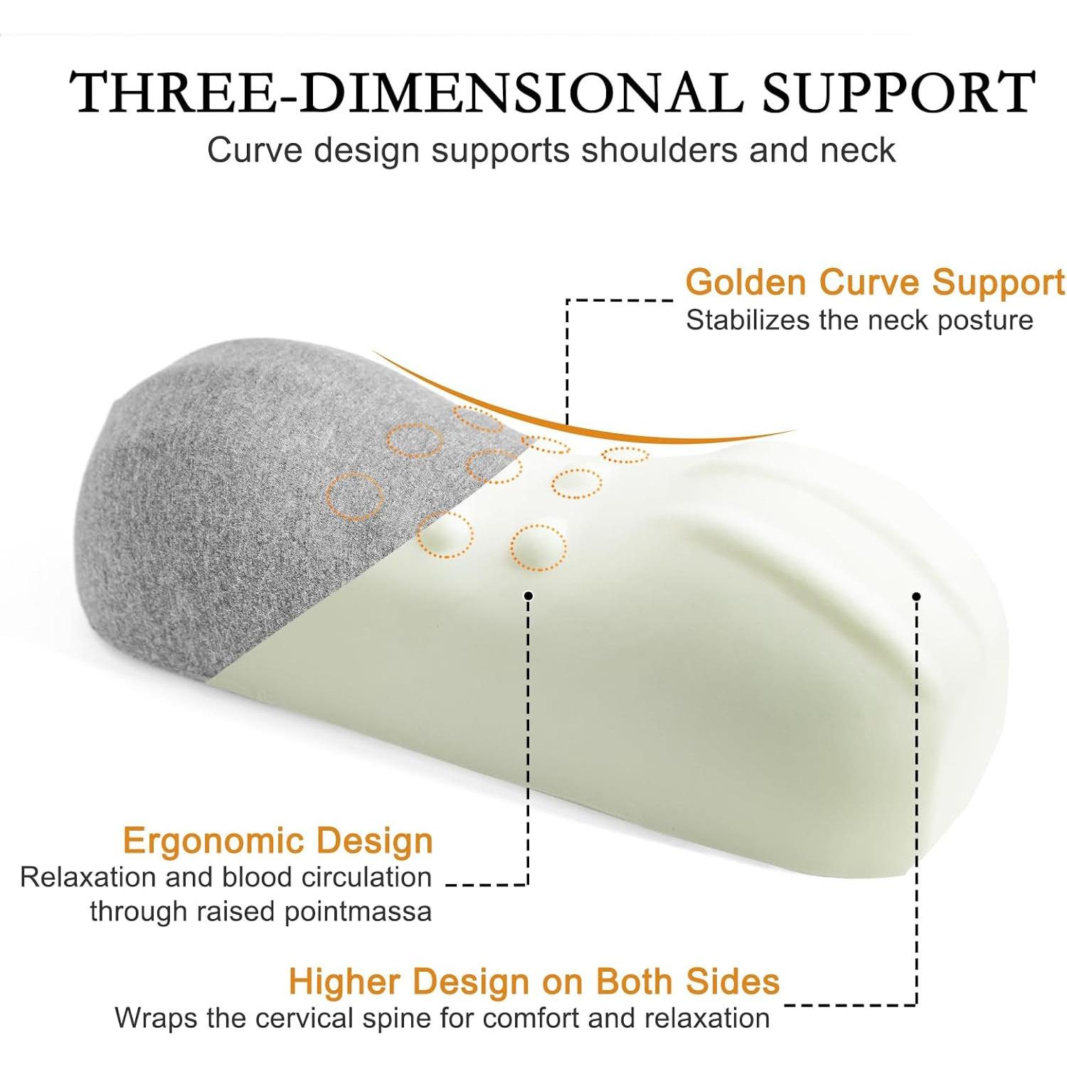 Almohada de Viaje YOUR MOON Espuma Memoria Portátil Gris Claro