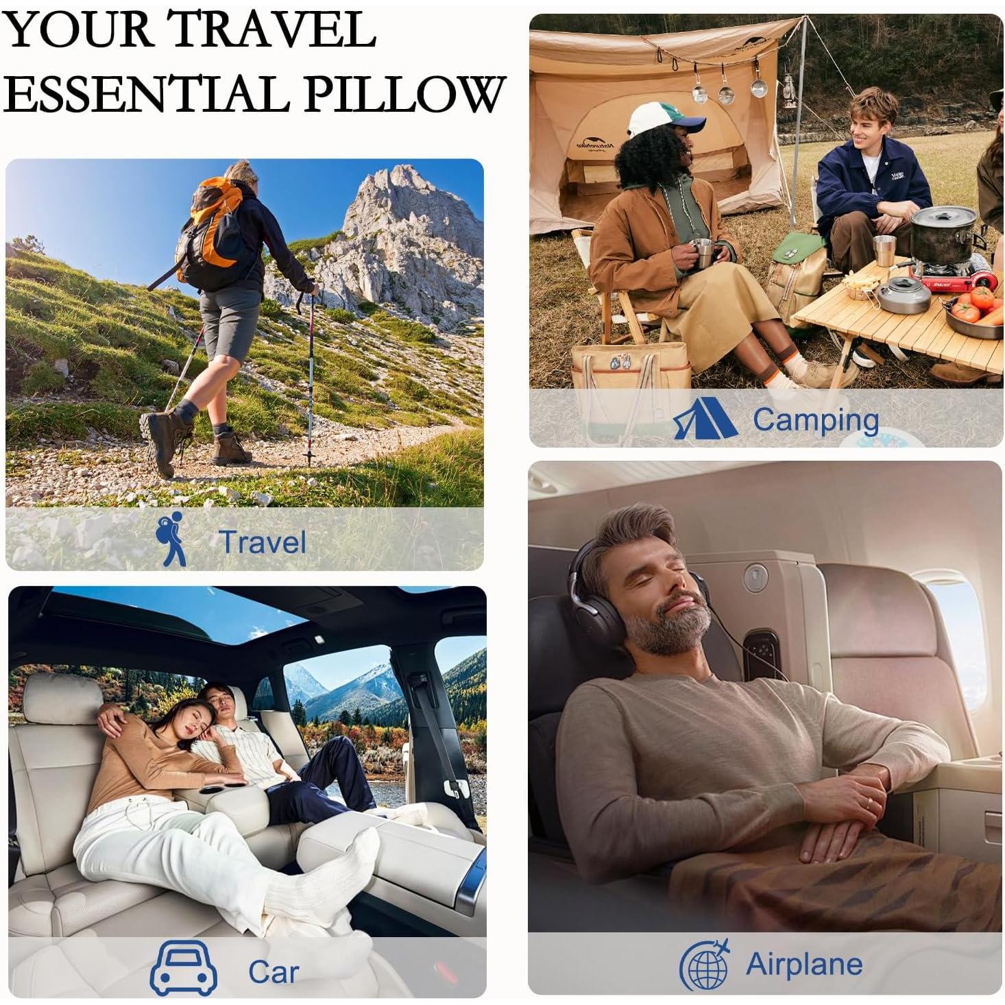 Almohada de Viaje YOUR MOON Espuma Memoria Portátil Gris Claro