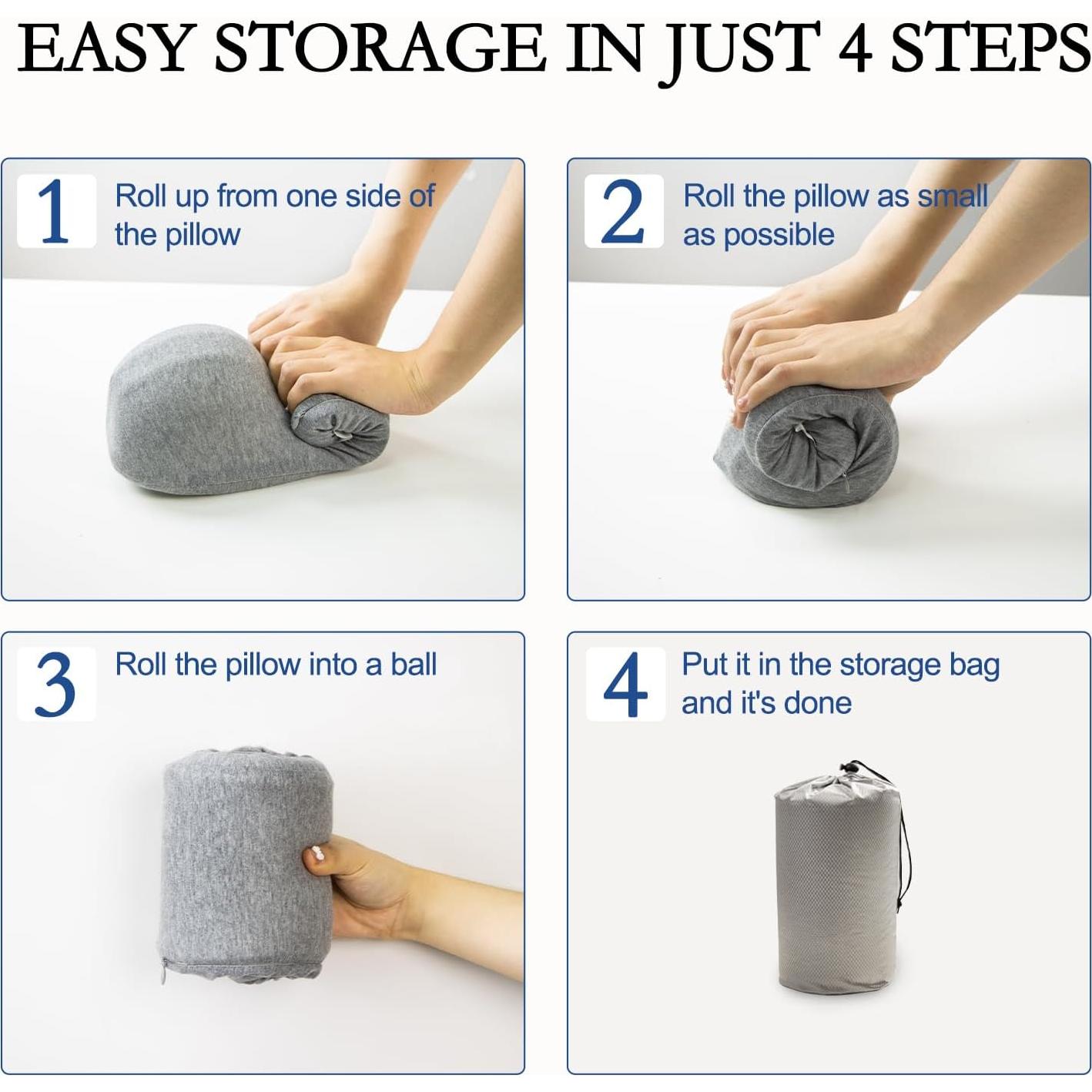 Almohada de Viaje YOUR MOON Espuma Memoria Portátil Gris Claro