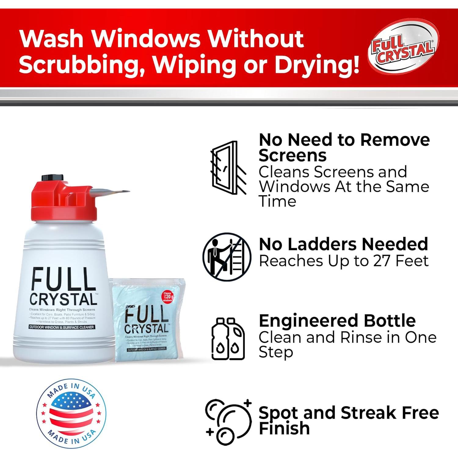 Kit de Limpieza de Ventanas Full Crystal 4oz - Alcance 8.23m