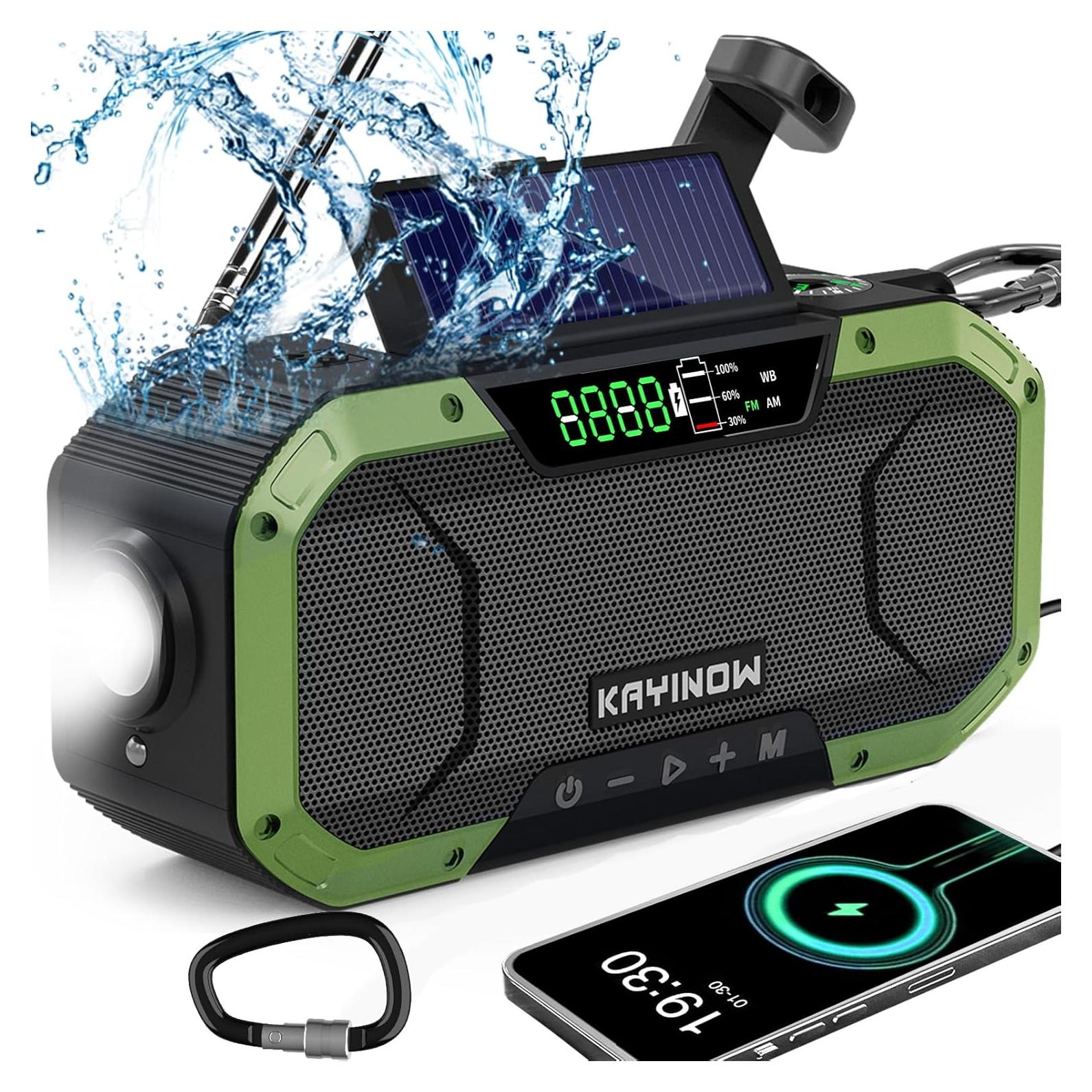 Radio de Emergencia KAYINOW DF-580B AM FM NOAA Solar Manivela