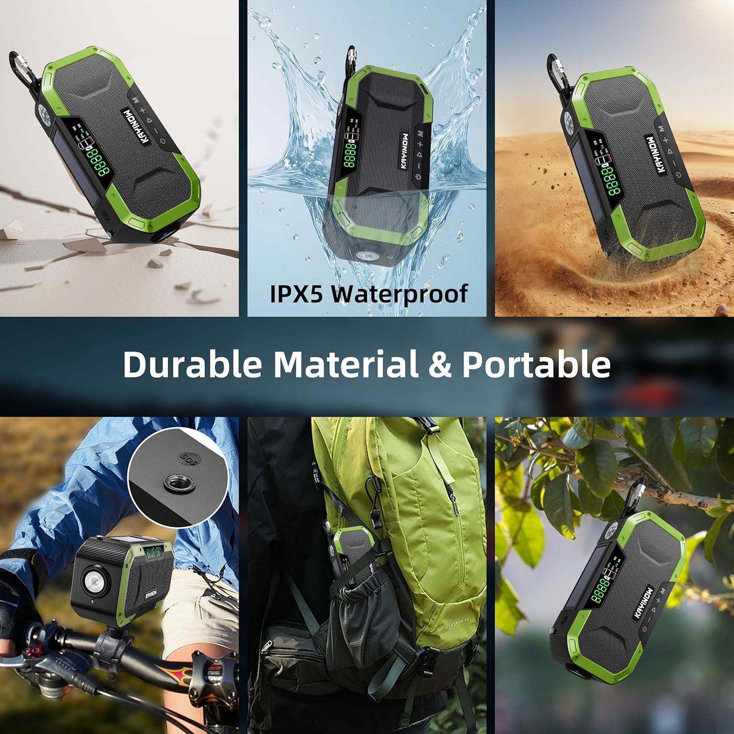 Radio de Emergencia KAYINOW DF-580B AM FM NOAA Solar Manivela