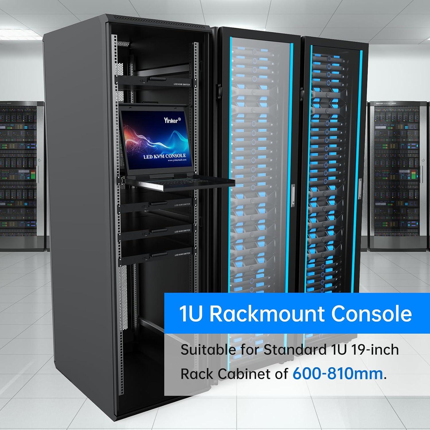 Conmutador KVM VGA 8 puertos Yinker con monitor LCD 19"