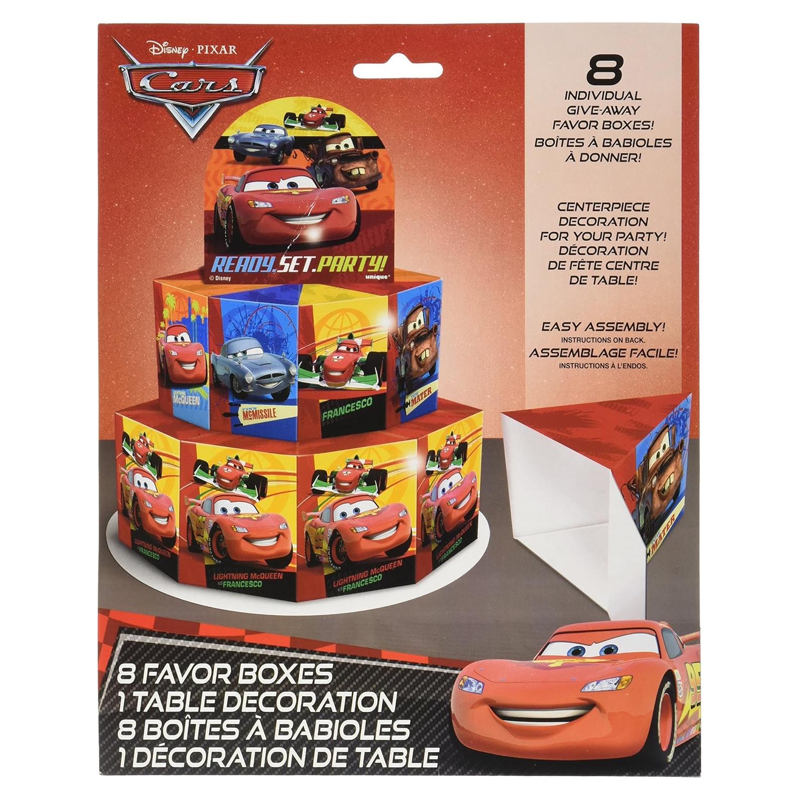 Decoración Centro de Caja de Favor Disney Cars para 8 Niños