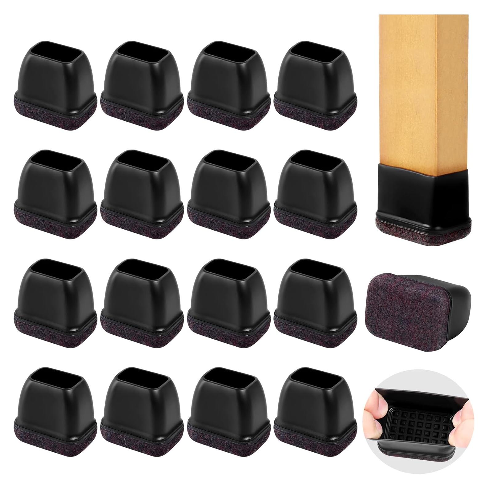 Tapas de patas de silla GAGUIUP 16PCS Silicona Rectangular 25-33mm