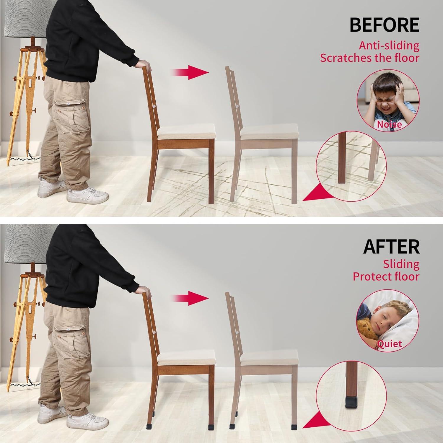 Tapas de patas de silla GAGUIUP 16PCS Silicona Rectangular 25-33mm