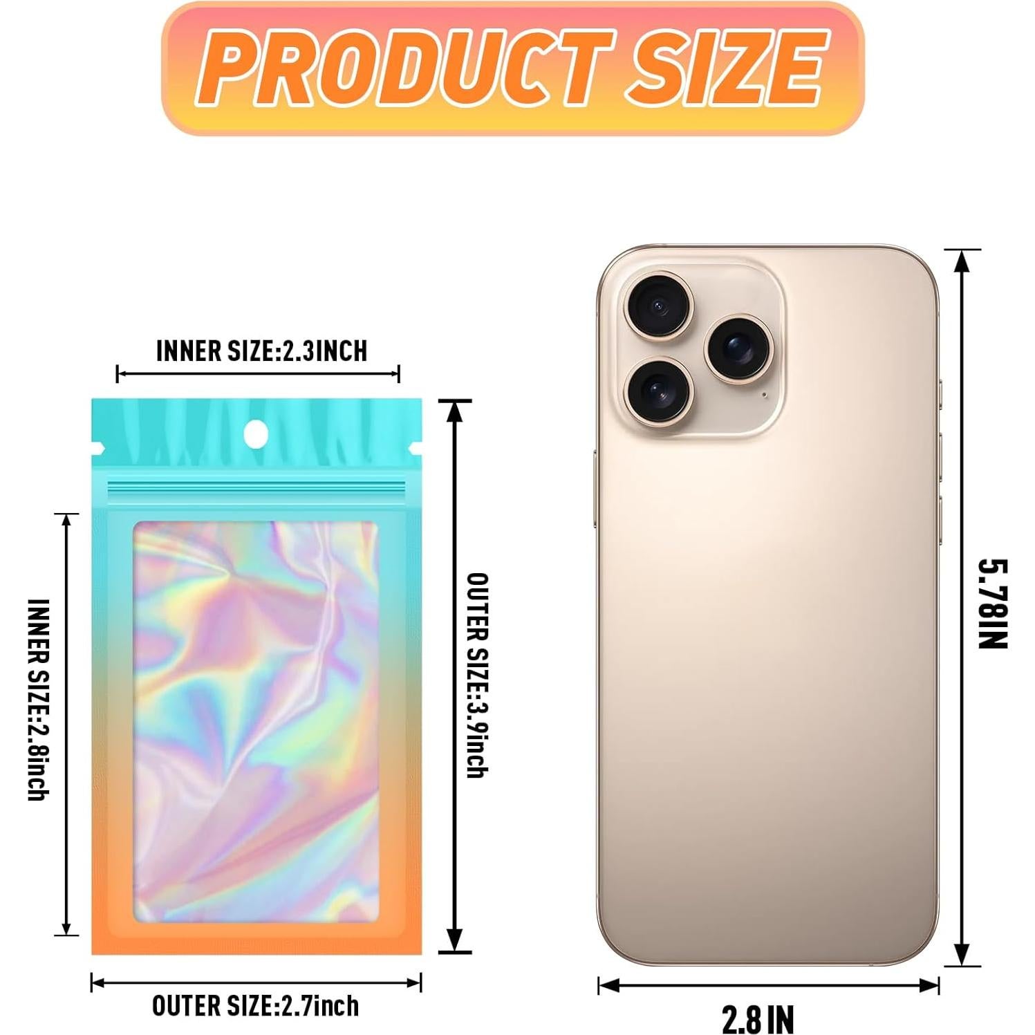 Bolsas Mylar Holográficas FUNFERY 100 Unidades 6.9x9.9 cm