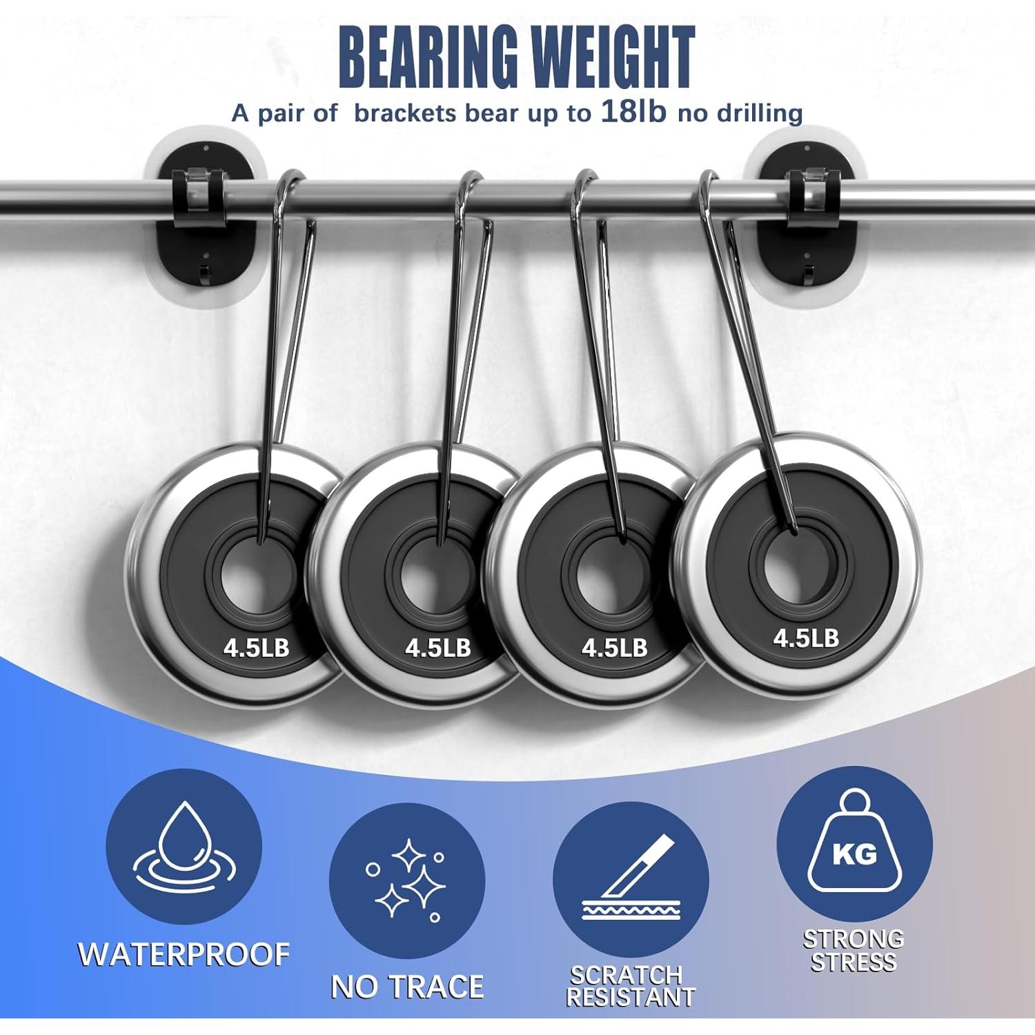 Soportes de Barra de Cortina Sin Taladrar MIMARMZ 2 Piezas Negro