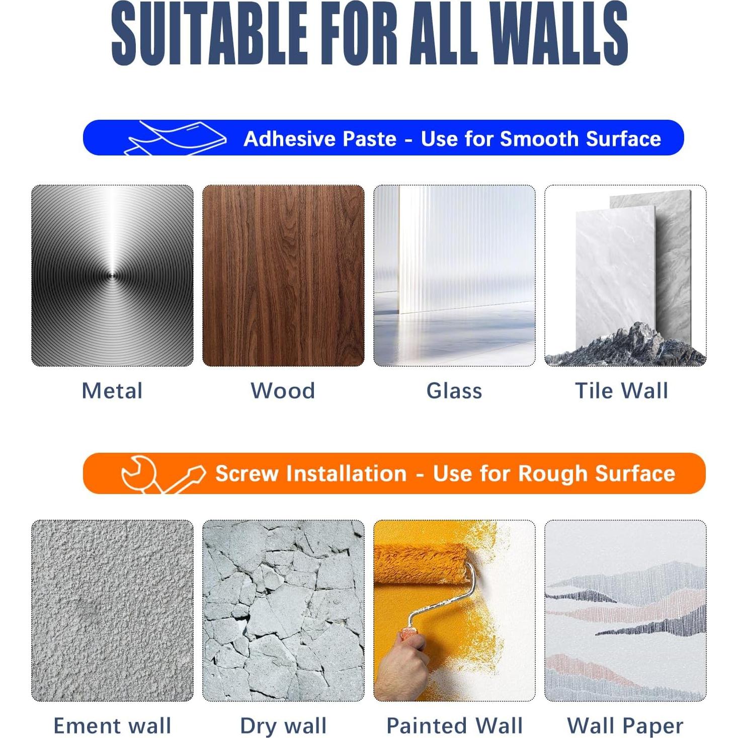 Soportes de Barra de Cortina Sin Taladrar MIMARMZ 2 Piezas Negro