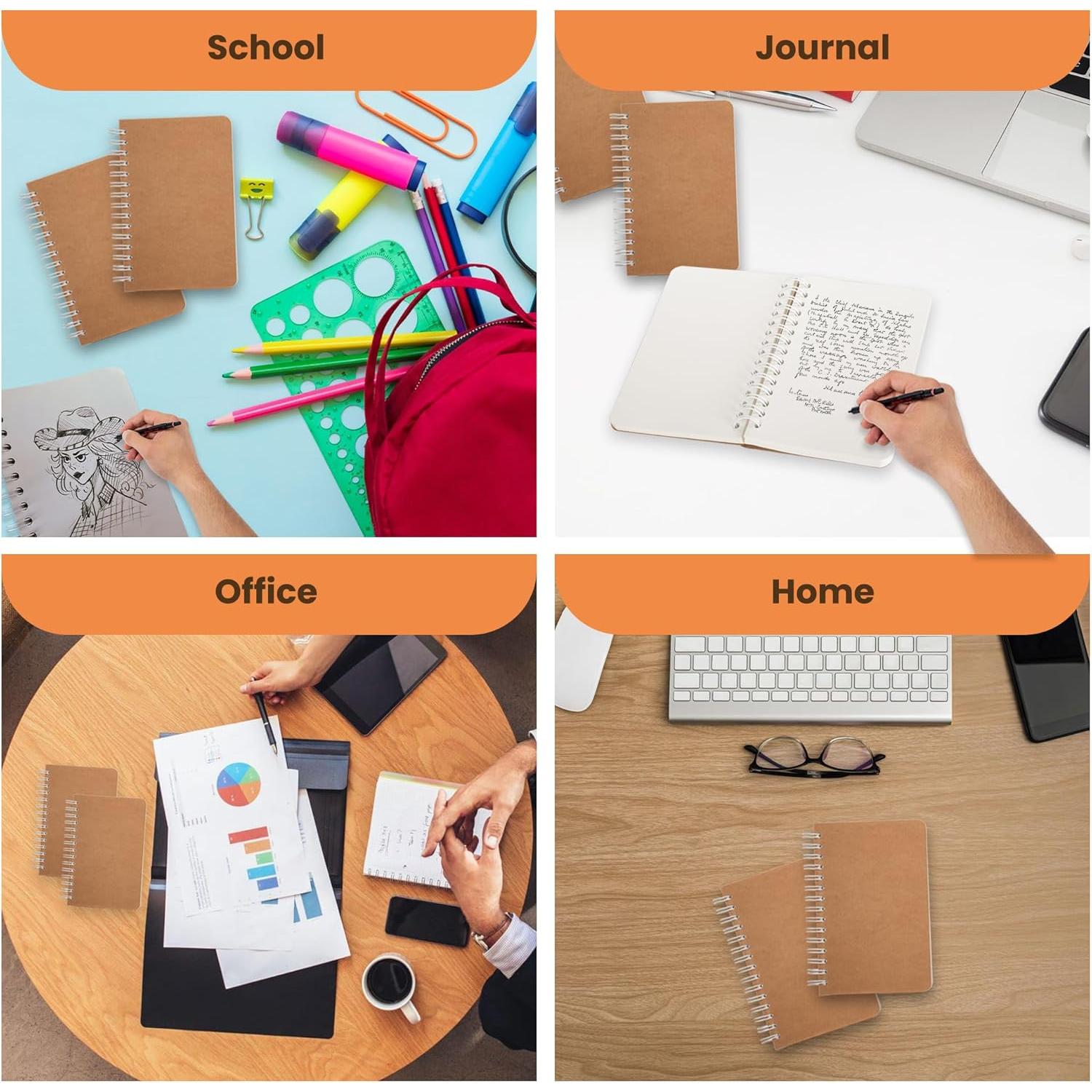 Cuaderno Espiral TWONE A6, 5 Piezas, 180 Páginas en Blanco