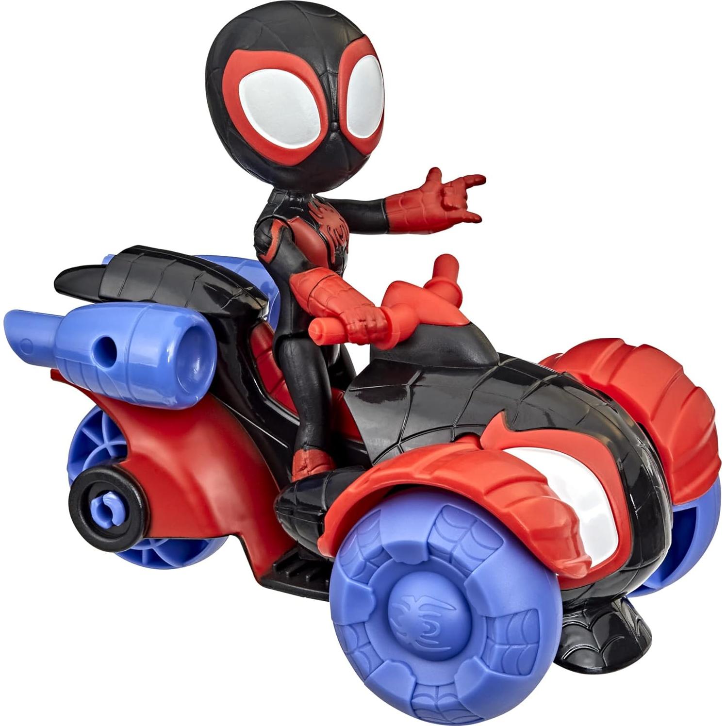 Figura de Acción Miles Morales Spider-Man con Vehículo Techno-Racer