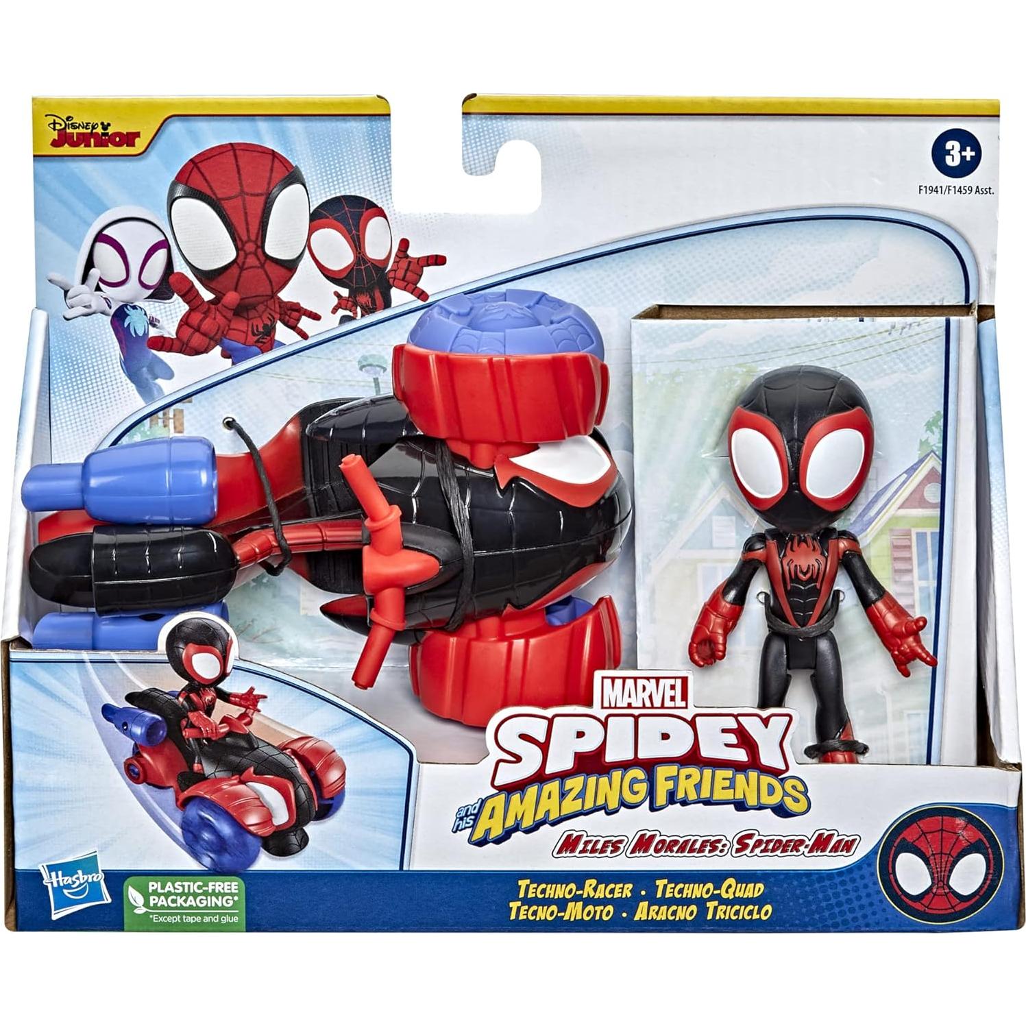 Figura de Acción Miles Morales Spider-Man con Vehículo Techno-Racer