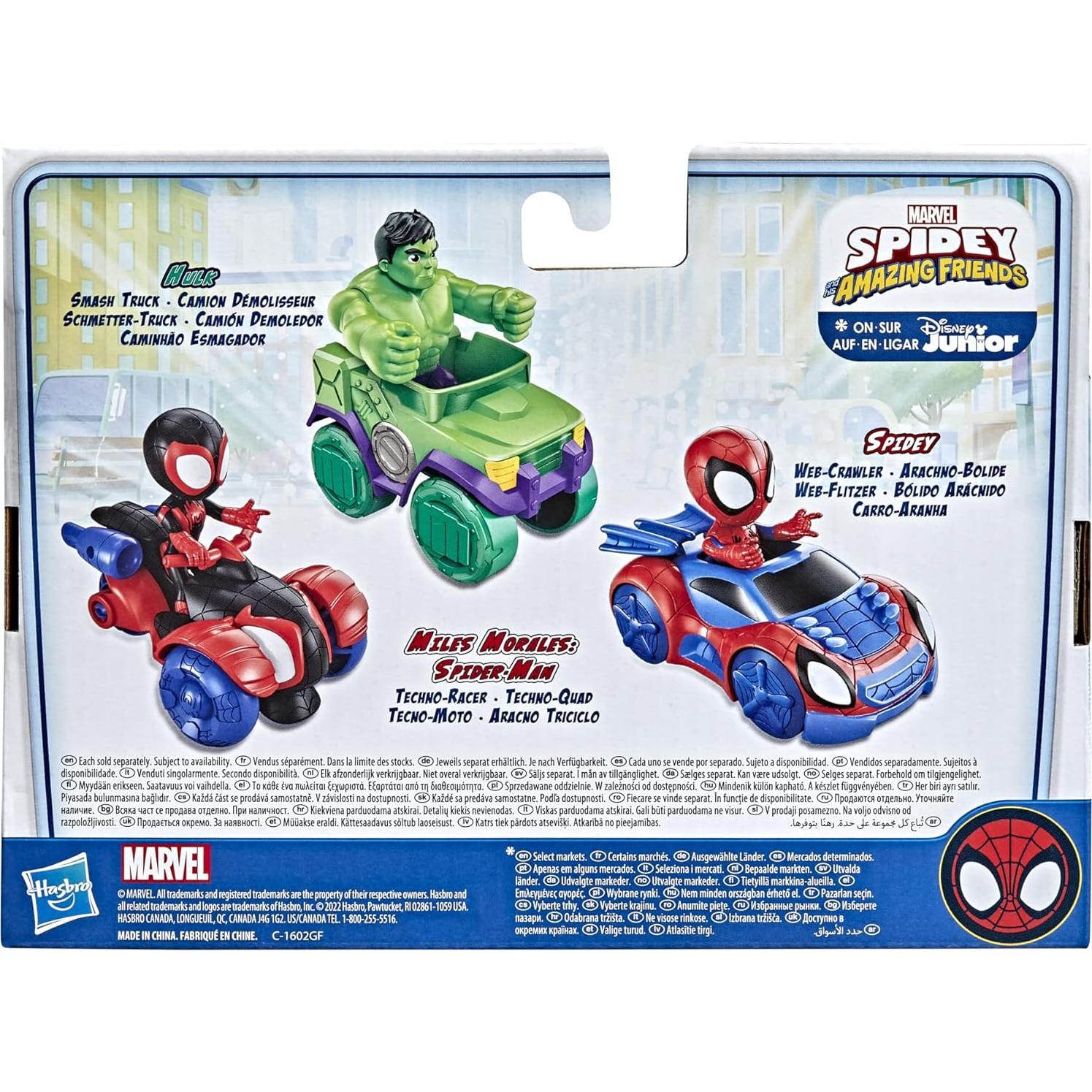 Figura de Acción Miles Morales Spider-Man con Vehículo Techno-Racer