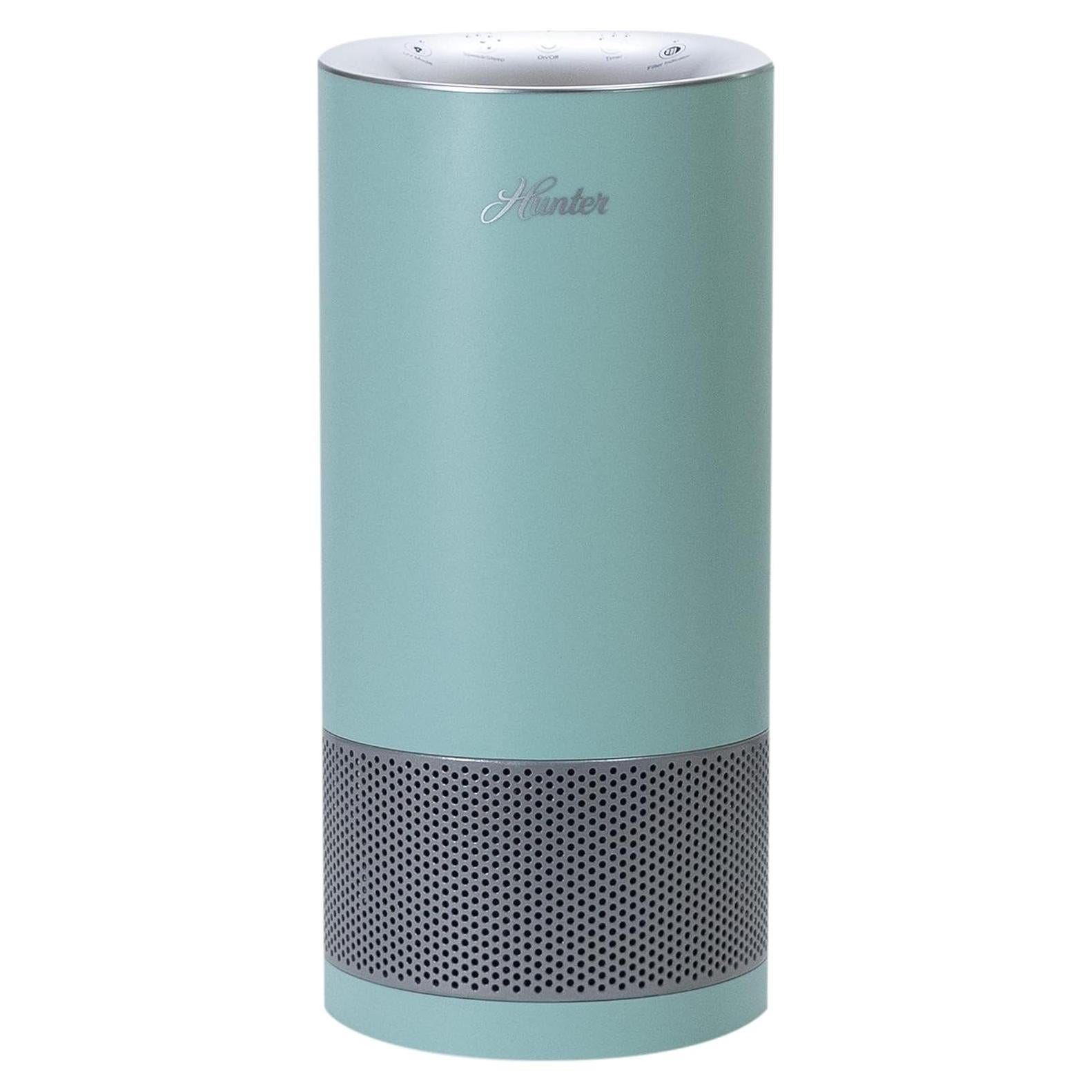 Hunter HP450UV Round Air Purifiers for Home, True HEPA Air Purifier Tower for Pets, Odors, Allergens, Smoke, Dust, VOC's. HEPA Air Purifiers for Bedroom and Small Room. Aqua Silver