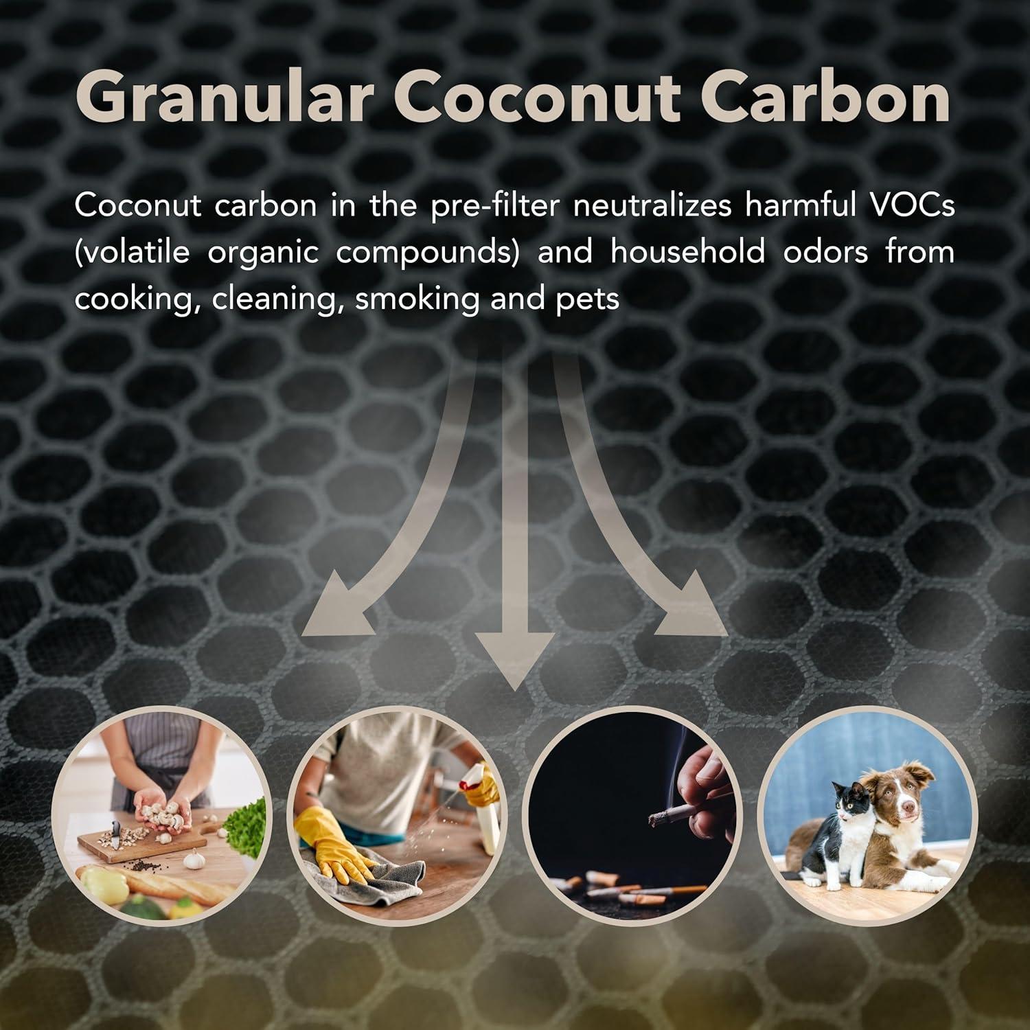 Hunter HP450UV Round Air Purifiers for Home, True HEPA Air Purifier Tower for Pets, Odors, Allergens, Smoke, Dust, VOC's. HEPA Air Purifiers for Bedroom and Small Room. Aqua Silver