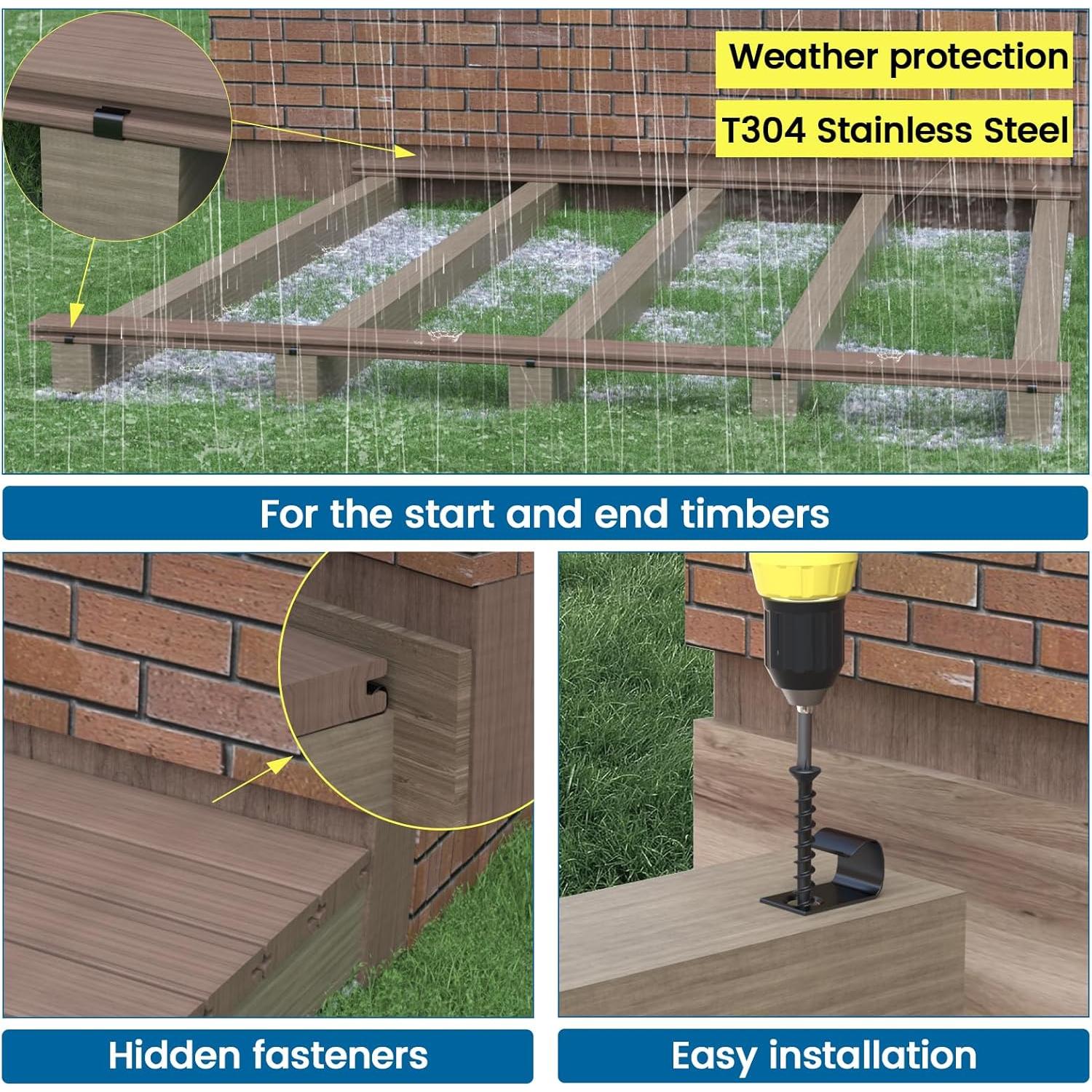 Muzata Clips de Inicio para Deck 48Pack Acero Inoxidable 600 Pies²