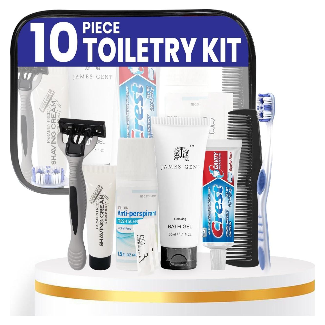 Kit de Aseo de Viaje Trektote 10 Piezas TSA - Gel, Desodorante y Más