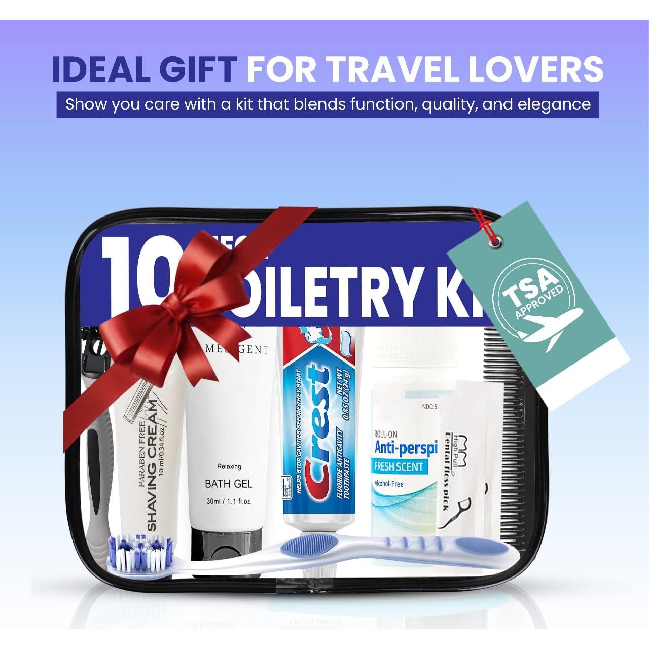 Kit de Aseo de Viaje Trektote 10 Piezas TSA - Gel, Desodorante y Más