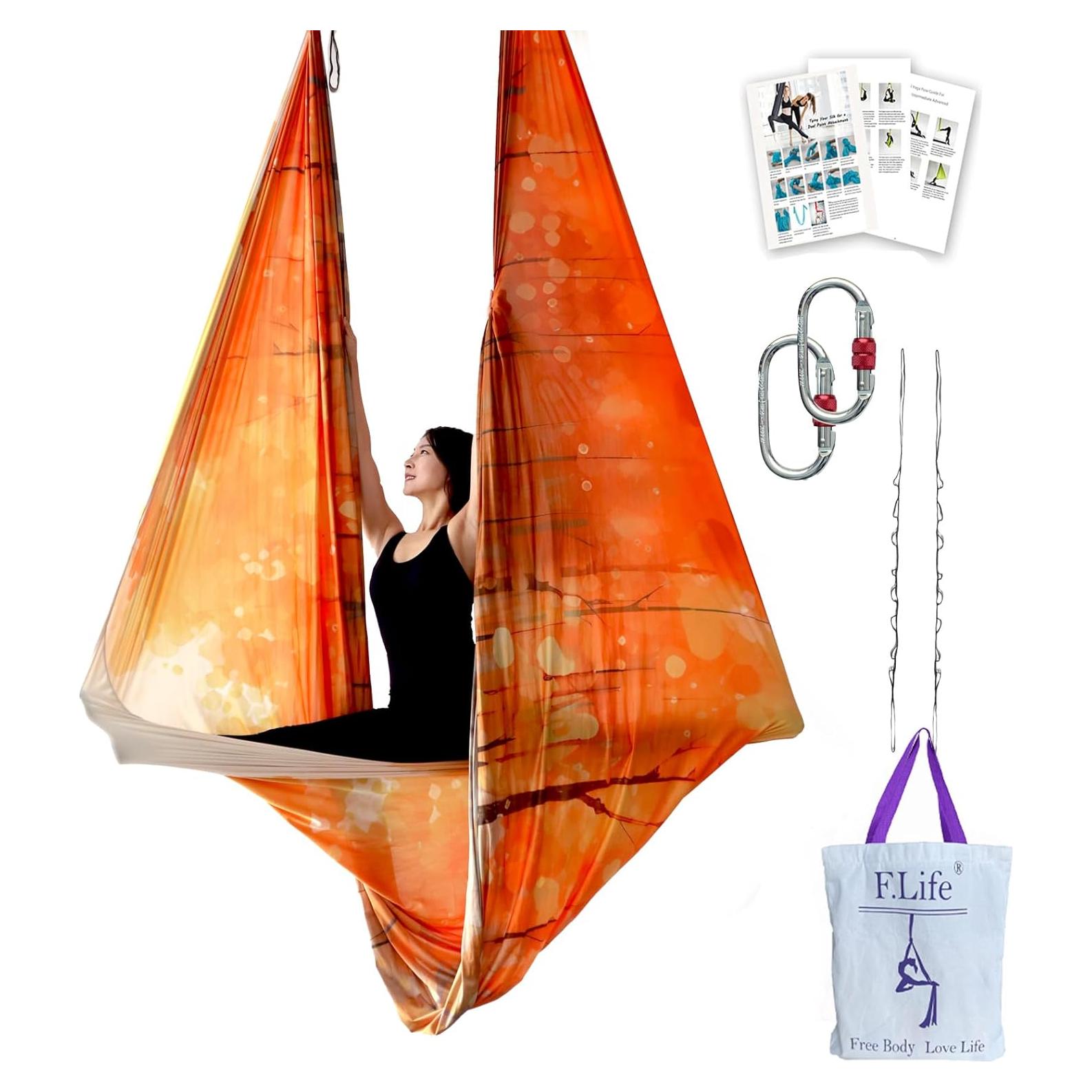 Hamaca de Yoga Aéreo F.Life 5m Multicolor con Mosquetón