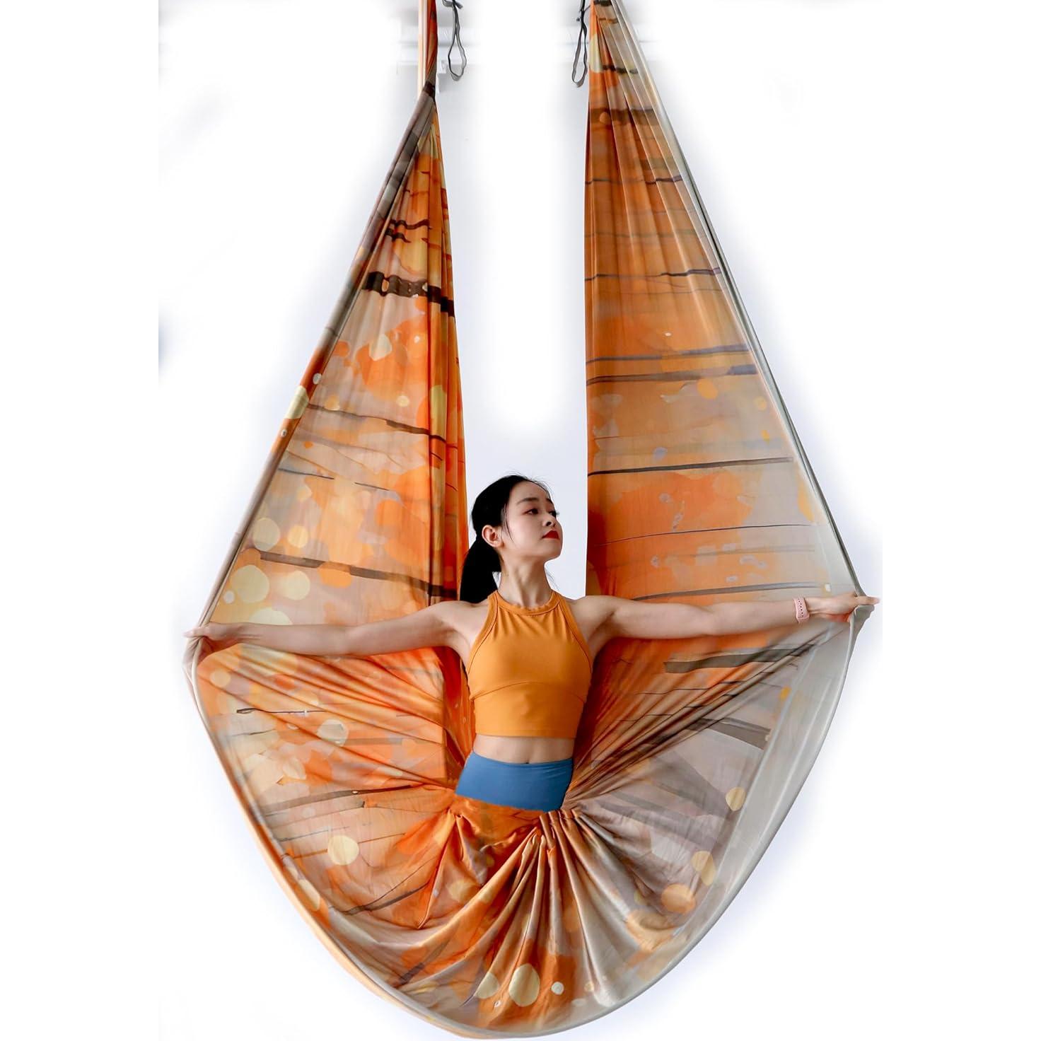 Hamaca de Yoga Aéreo F.Life 5m Multicolor con Mosquetón