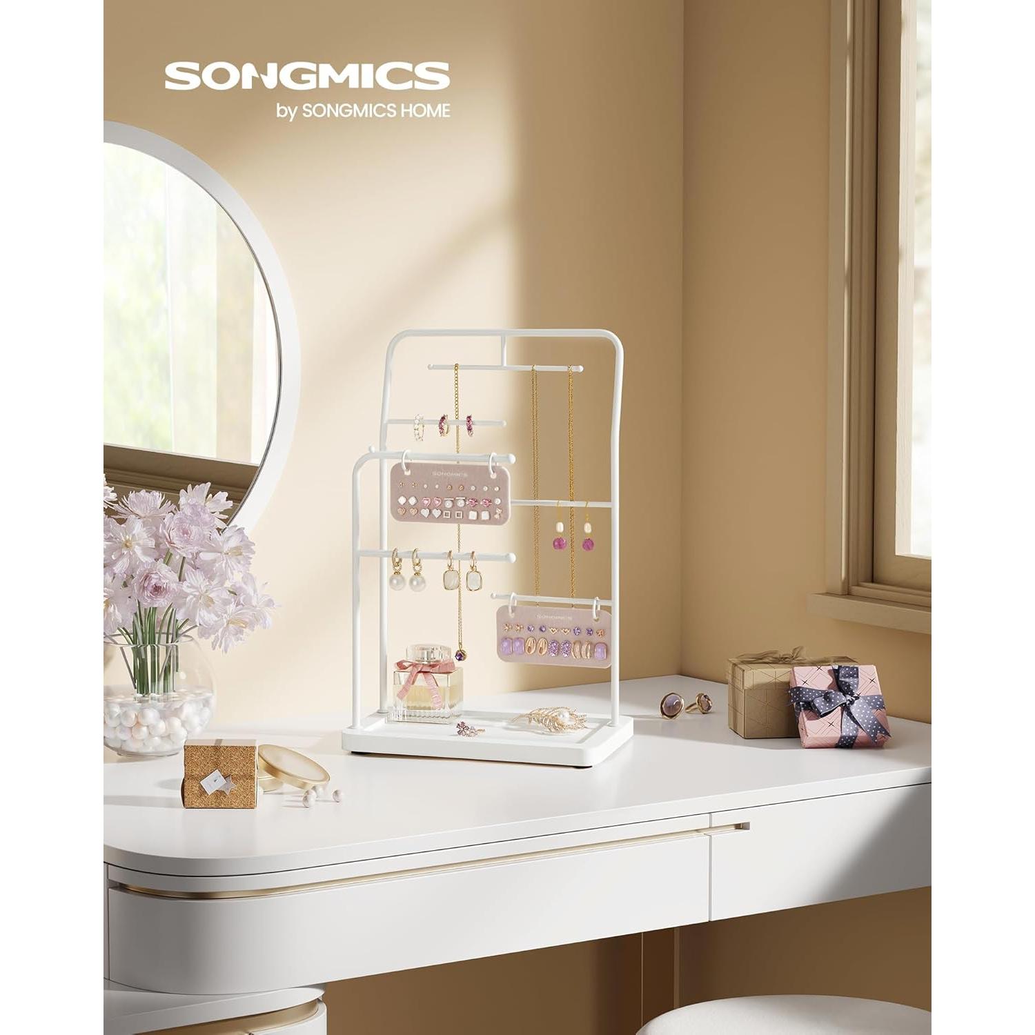 Soporte de Joyería SONGMICS Blanco Nube con 2 Tableros y Varillas