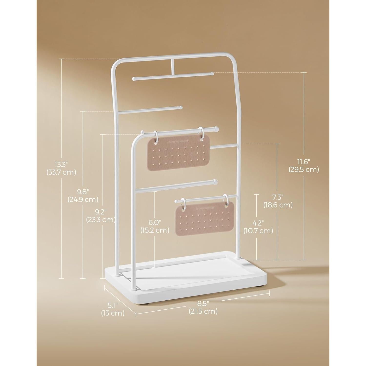 Soporte de Joyería SONGMICS Blanco Nube con 2 Tableros y Varillas