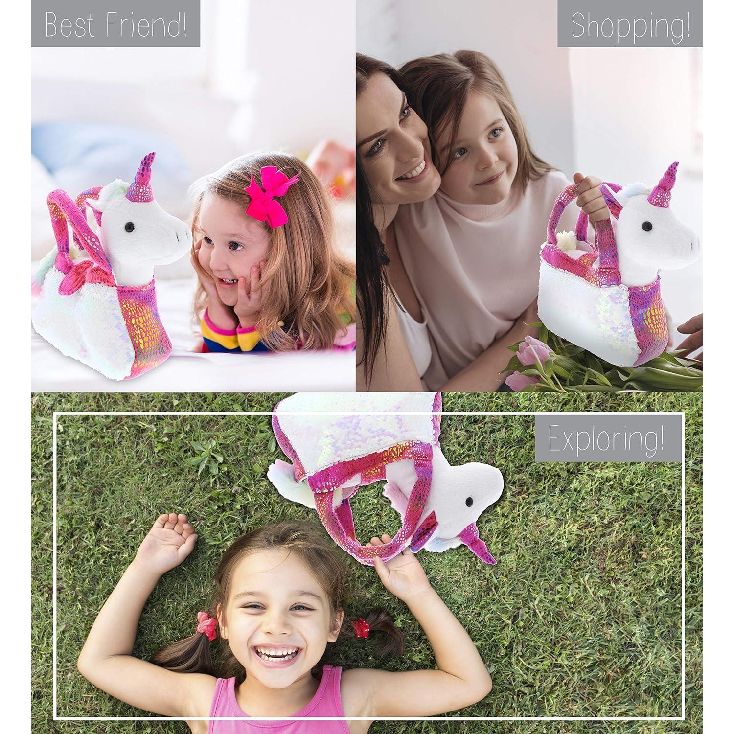 Transportador de Mascotas de Peluche Unicornio Rosa DolliBu 22.9cm