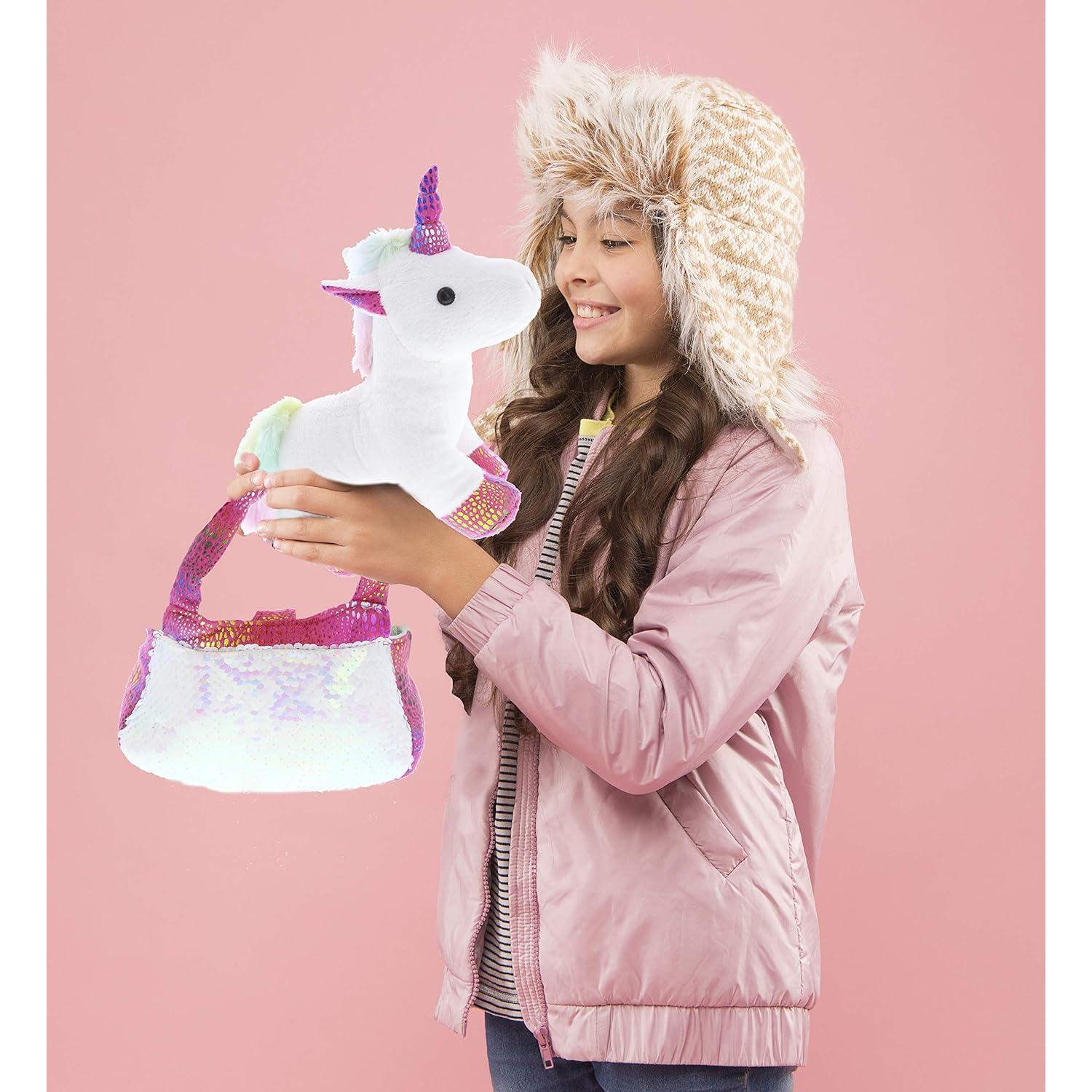 Transportador de Mascotas de Peluche Unicornio Rosa DolliBu 22.9cm