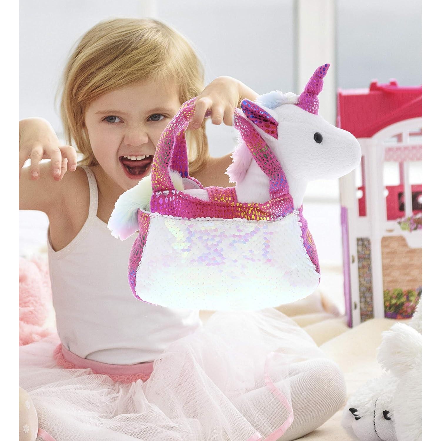 Transportador de Mascotas de Peluche Unicornio Rosa DolliBu 22.9cm