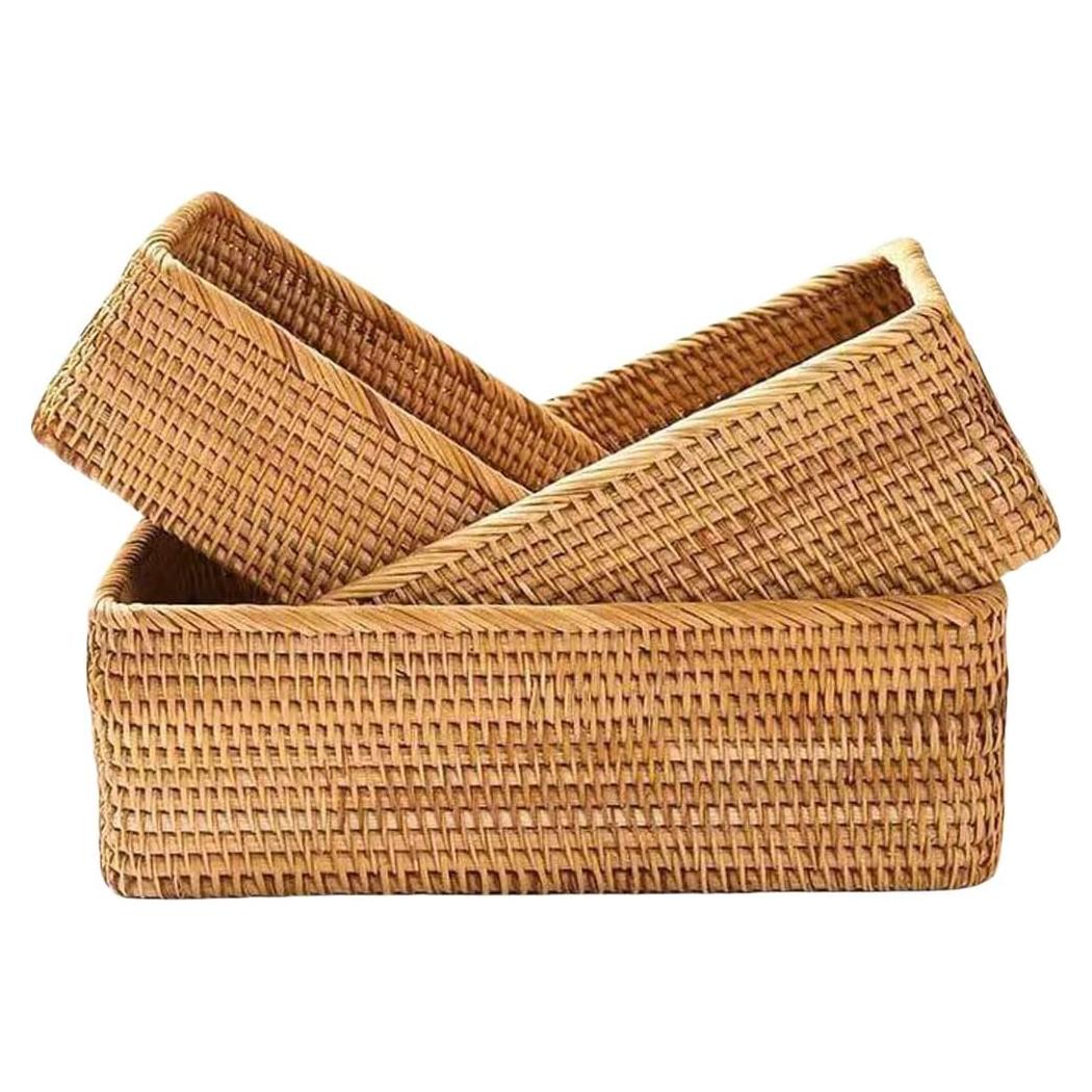 Cestas de Almacenamiento de Ratán XIMISISE - Juego de 3