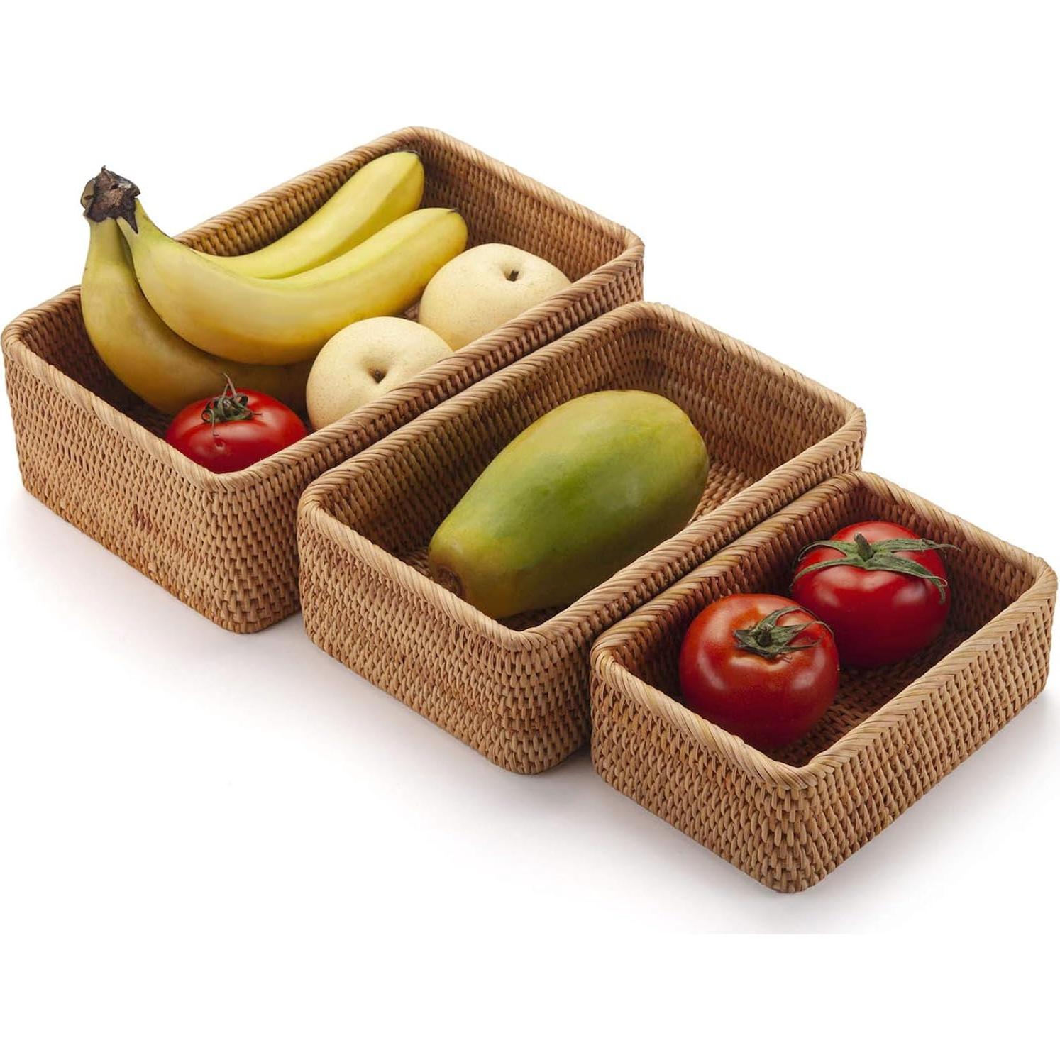 Cestas de Almacenamiento de Ratán XIMISISE - Juego de 3