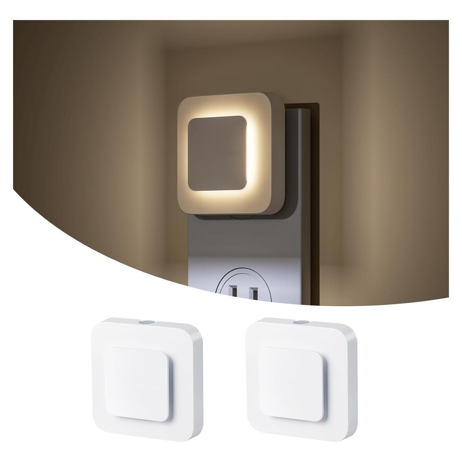 Luz Nocturna LED Midea 3000K Enchufar Pared Sensor Crepúsculo