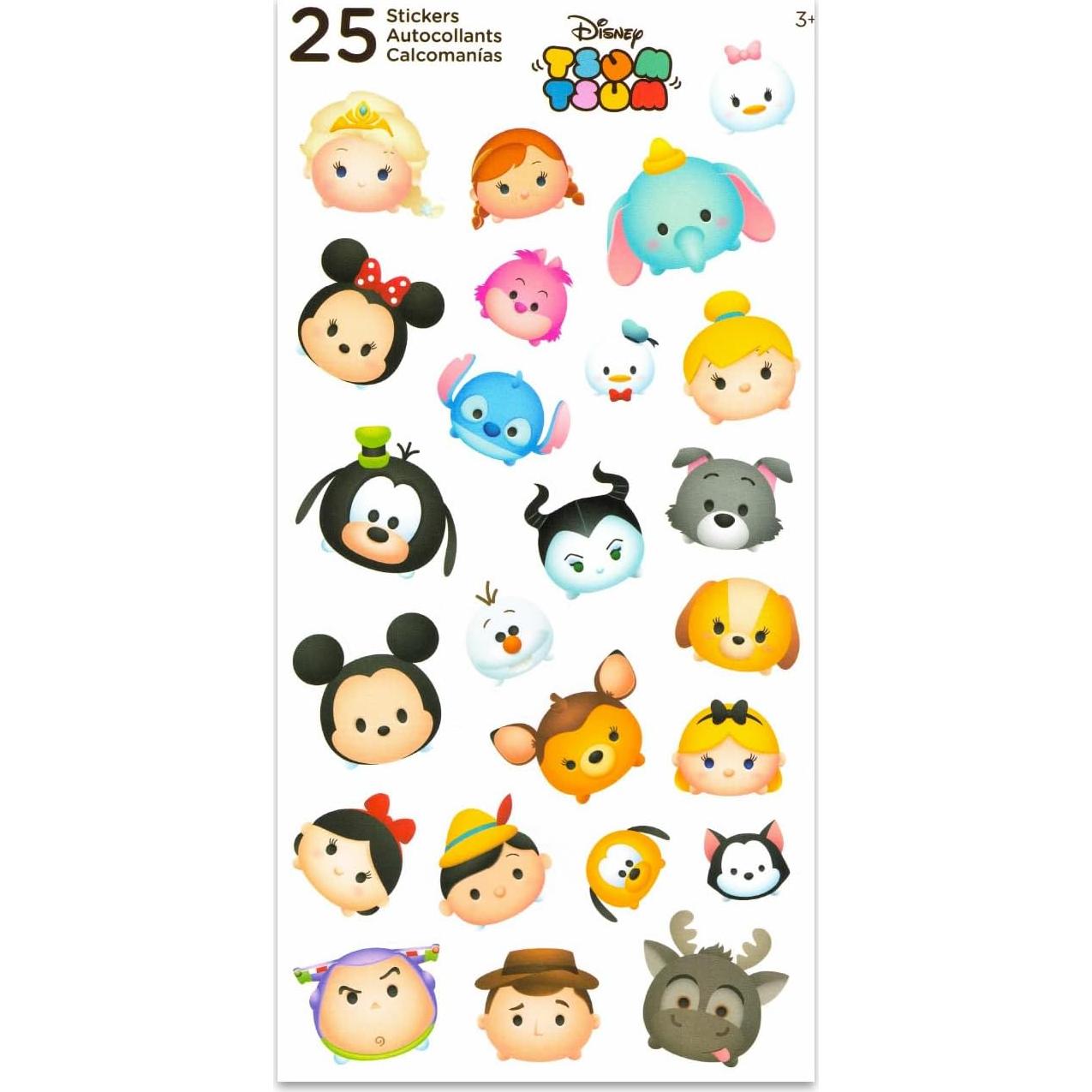 Stickers Tsum Tsum Disney - 12 Hojas para Fiestas Niños