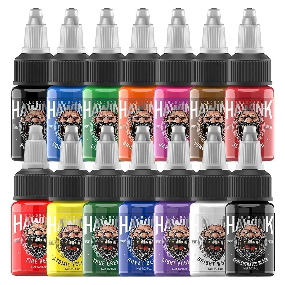 Set de Tinta para Tatuajes Hawink 14 Colores 15ml