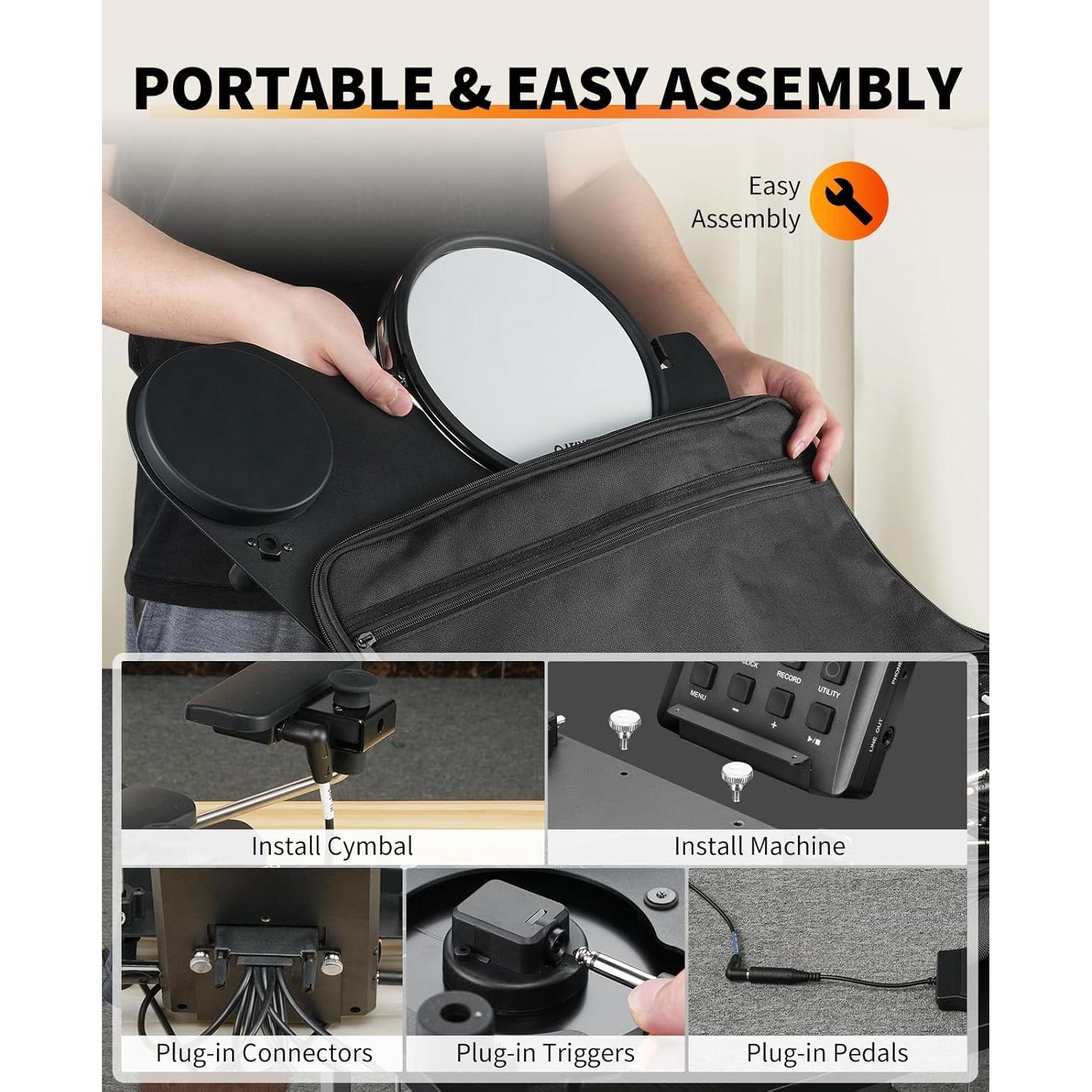 Batería Electrónica LEKATO CPD-1000 Portátil con 220 Sonidos