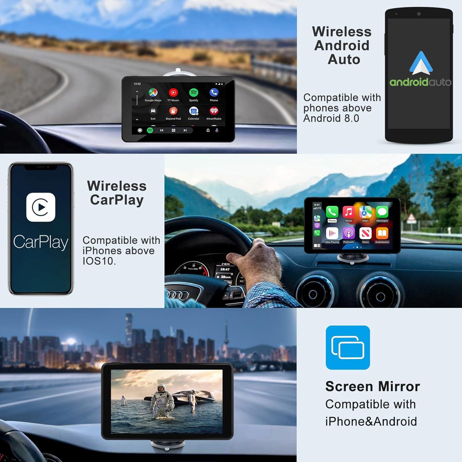 Pantalla Táctil 7" Aonerex CarPlay Android Auto Inalámbrica