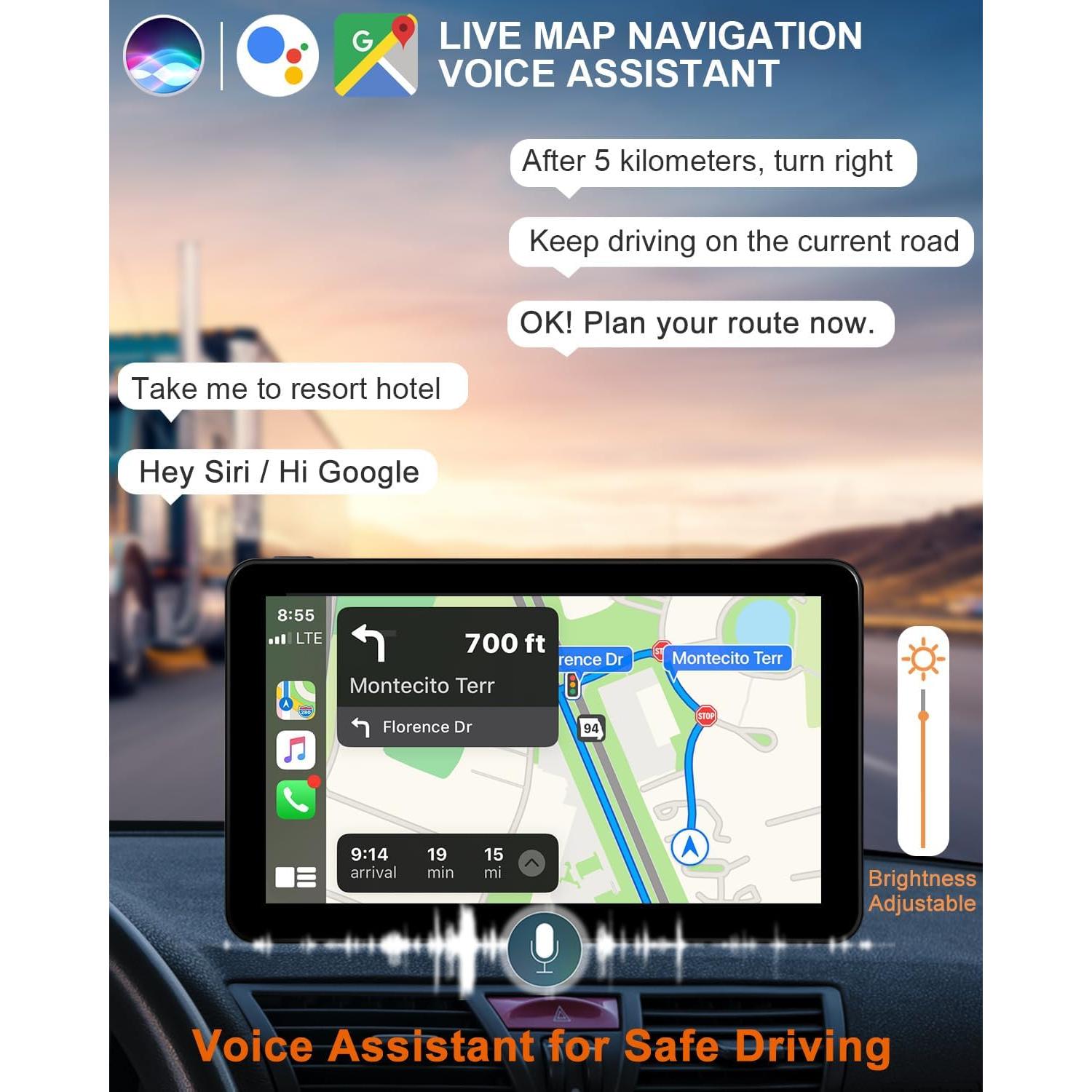Pantalla Táctil 7" Aonerex CarPlay Android Auto Inalámbrica