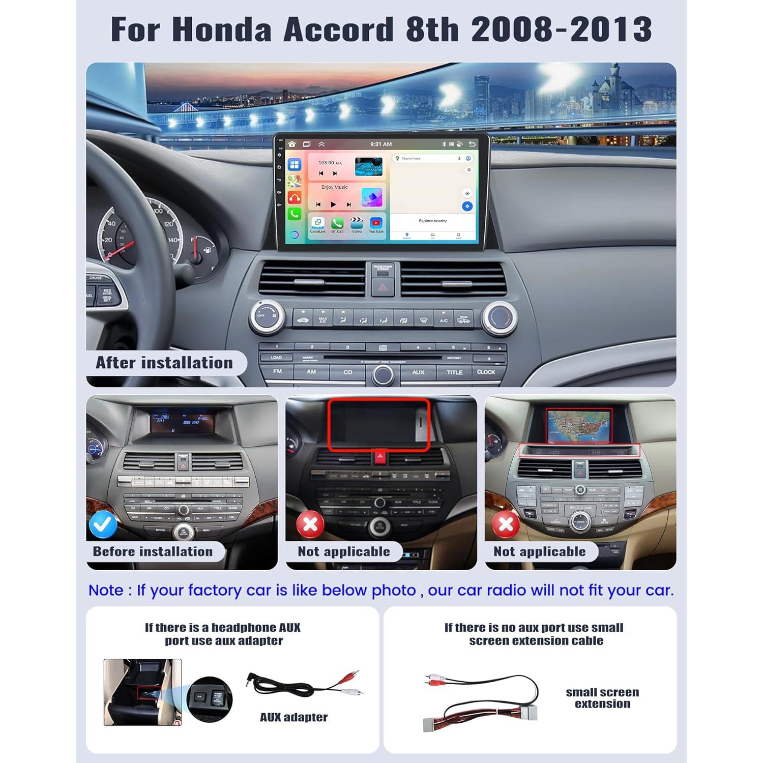 Estéreo de Coche Android SIXWIN 10.1" para Honda Accord 2008-2013