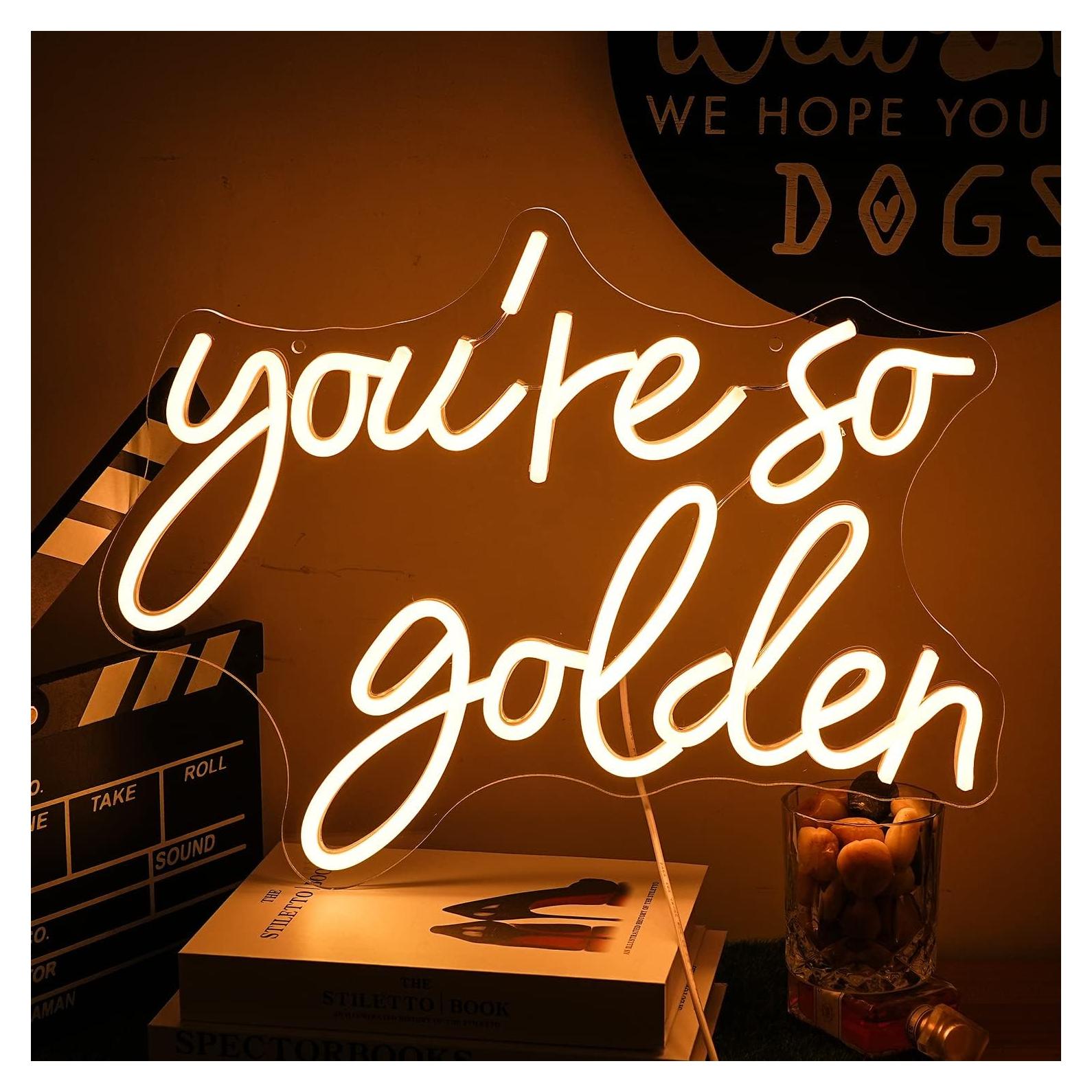 Letrero de neón Eres tan dorado LED 42x32 cm decoración