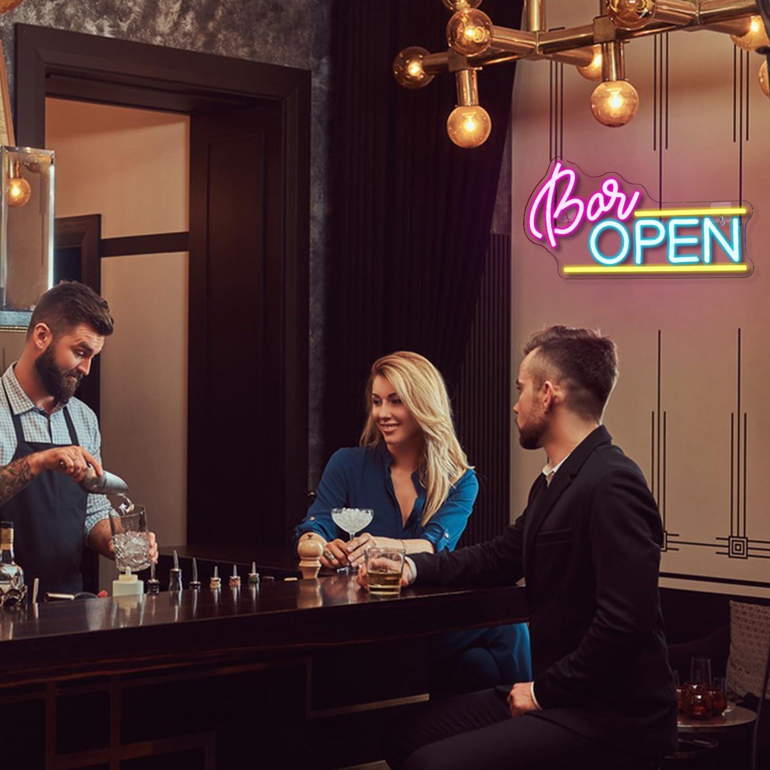 Cartel de Neón Abierto WX&YH LED 37x20 cm para Bar y Café