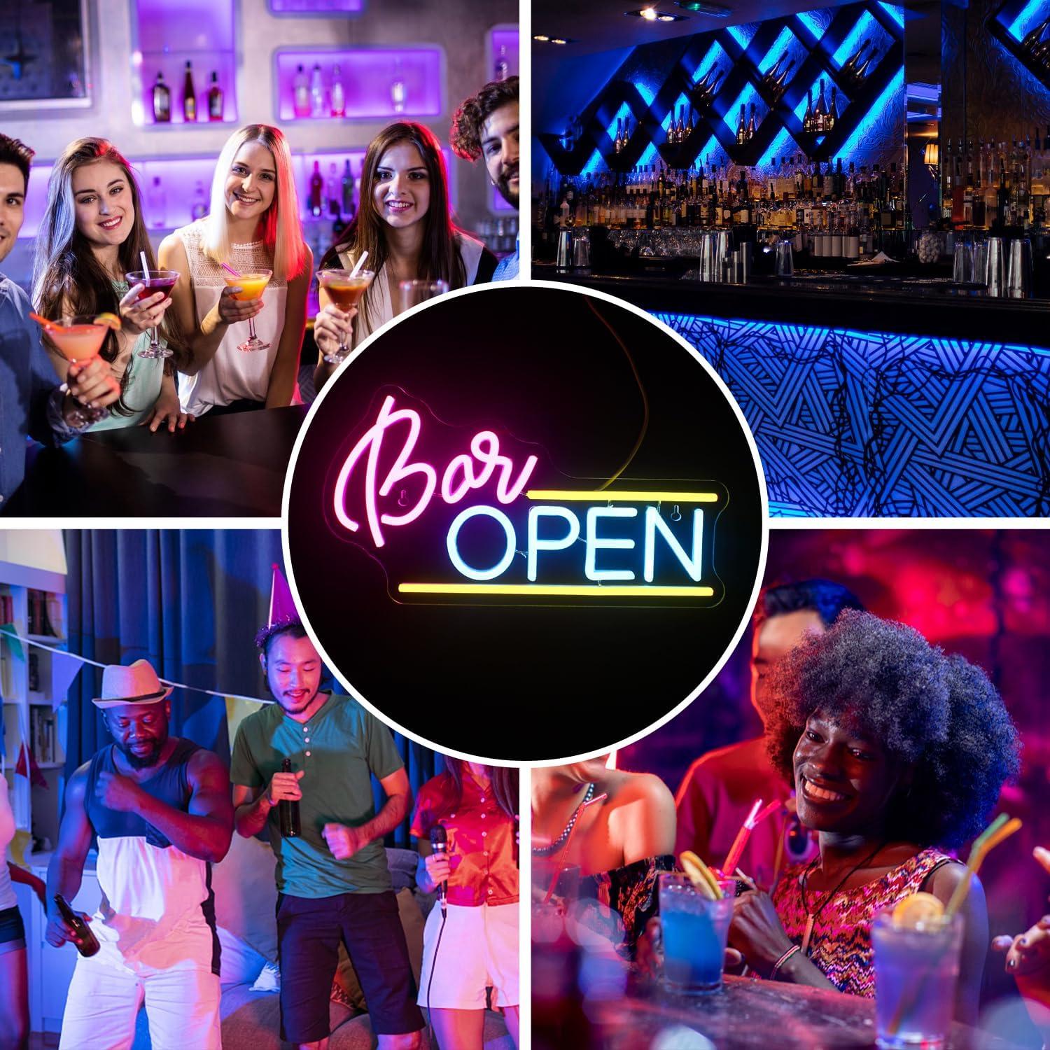 Cartel de Neón Abierto WX&YH LED 37x20 cm para Bar y Café