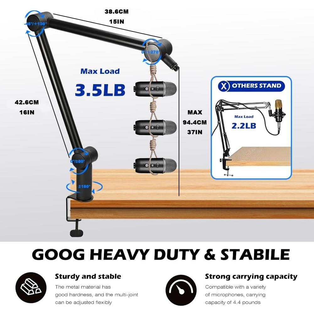 Soporte de Micrófono Boom BOMGE Ajustable 800mm Negro